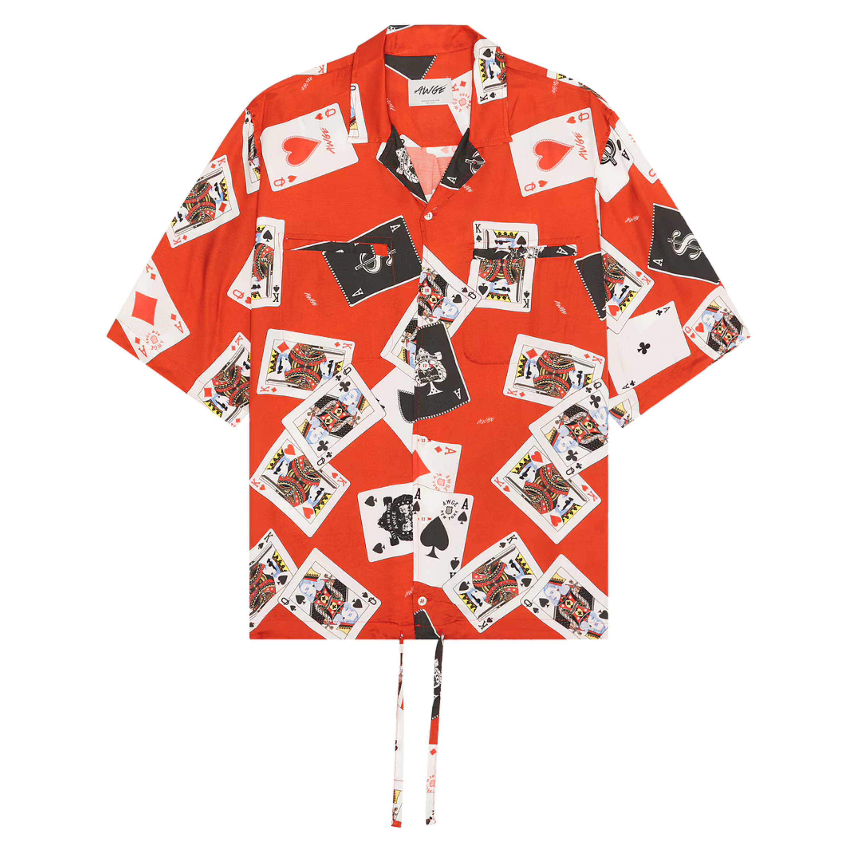 AWGE Playing Card Print Short Sleeve Shirt Red