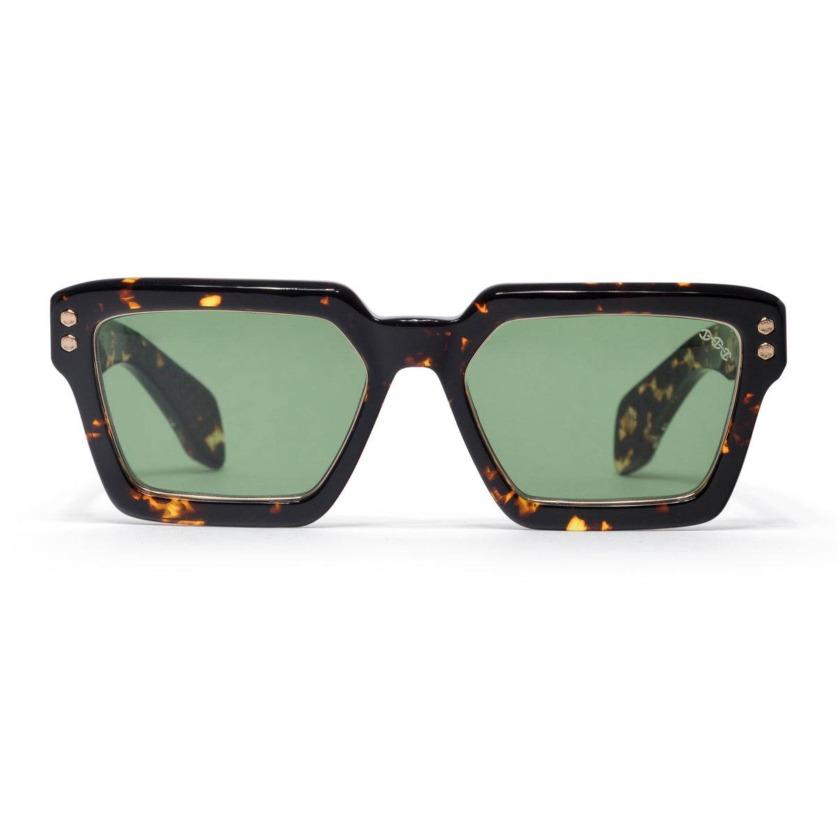 Hoorsenbuhs Model X Tokyo Tortoise Frame -24K Gold Trim/Hardware - Vintage Green Lens - Alternative Fit Multicolor