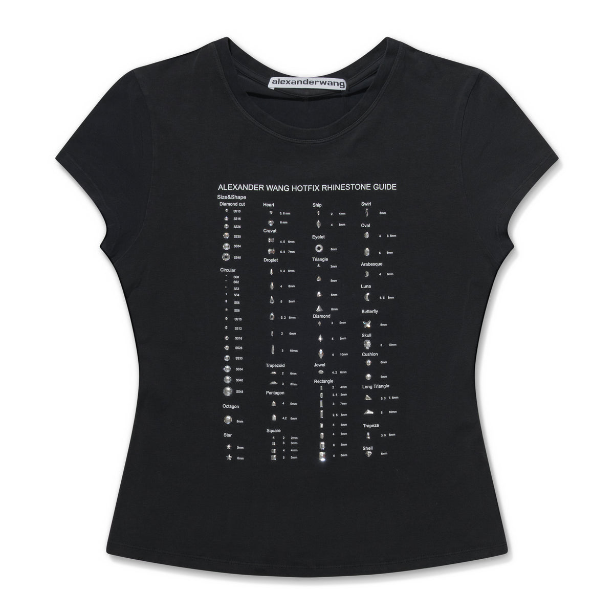 Alexander Wang Fitted Ss Tee W/ Hotfix Card Graphic Black