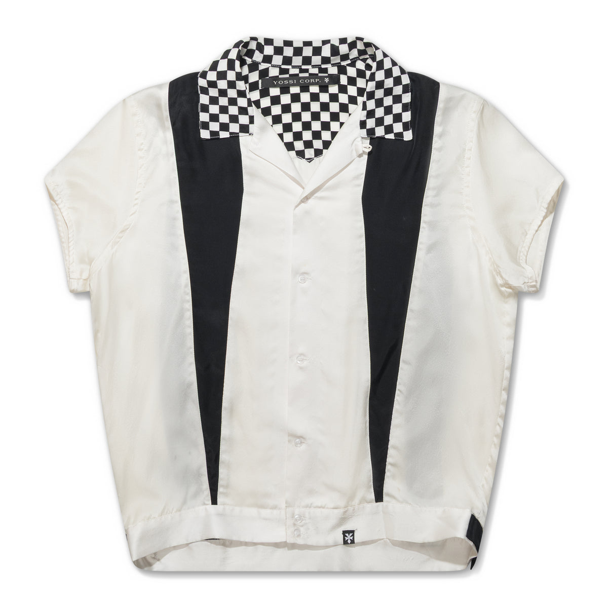 YOSSI CORP Silk Checkered Bowling Shirt Checkered