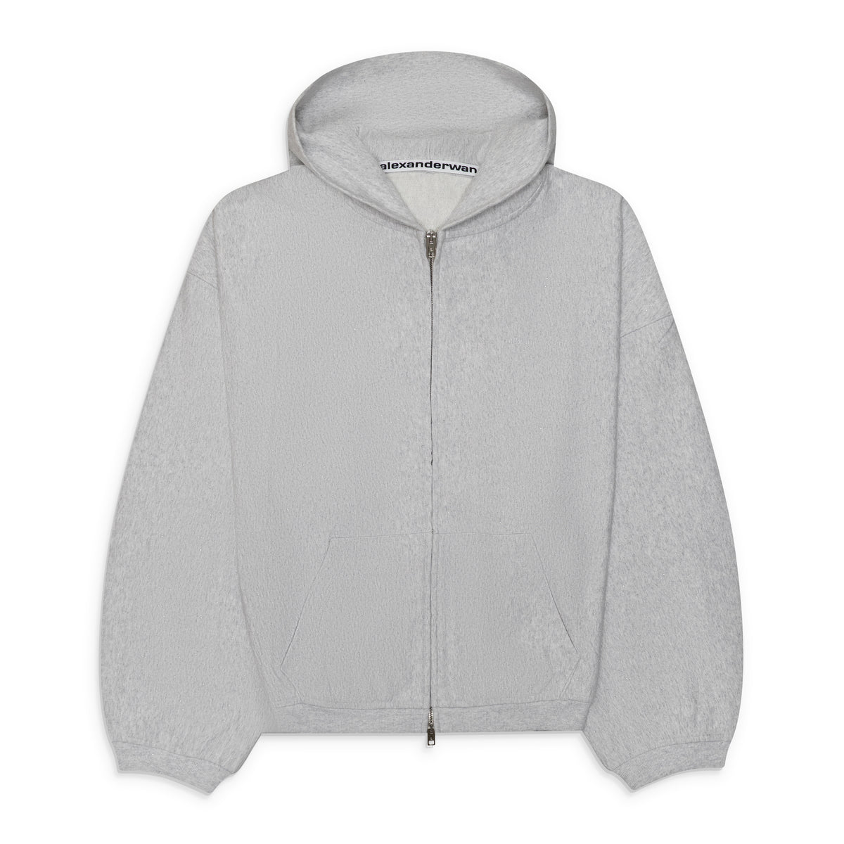 Alexander Wang Crystal Embellished Zip-Up Hoodie Grey