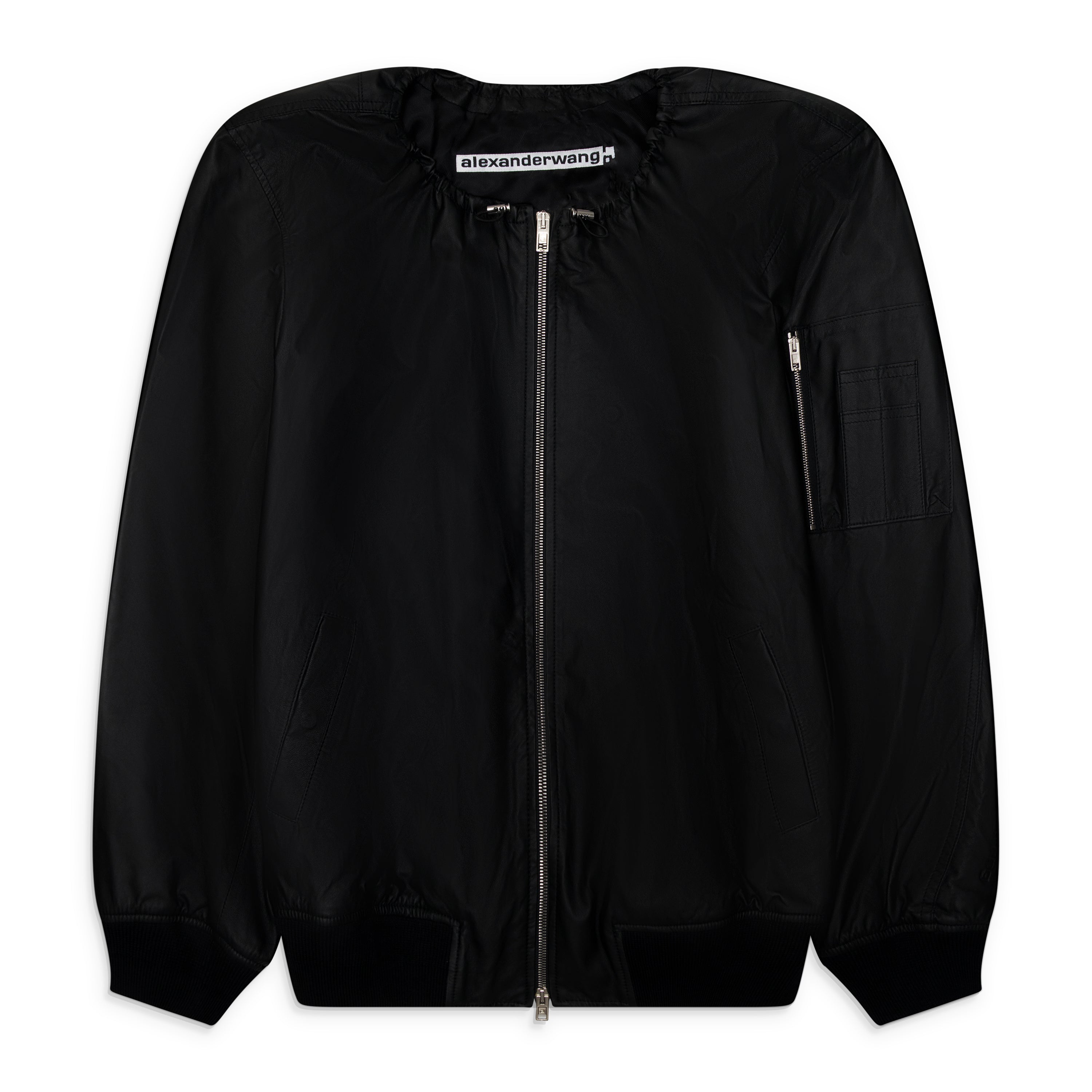 Alexander Wang Scoop Neck Gathered Bomber Black