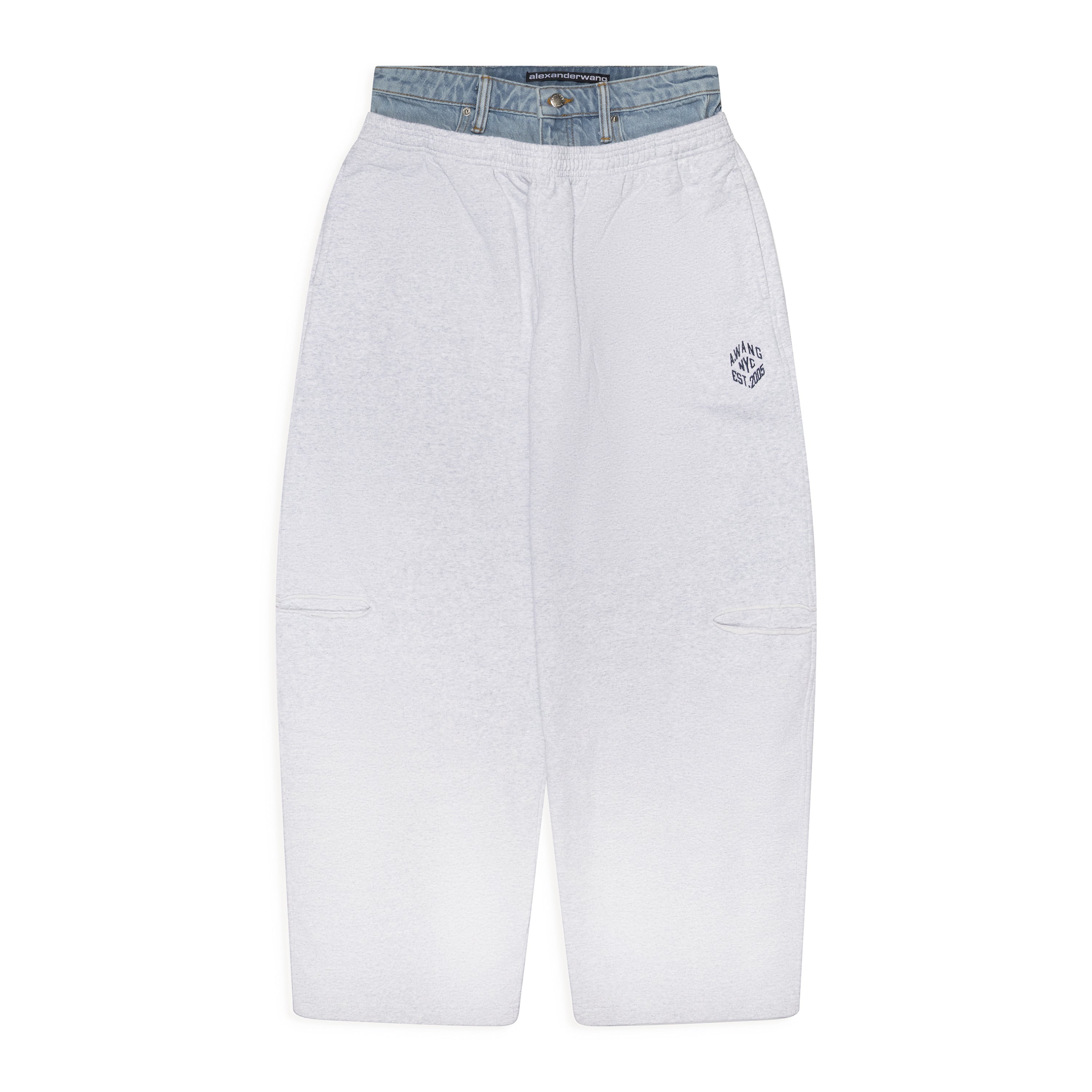 Alexander Wang Slashed Sweatpant W/ Denim Waistband Gray