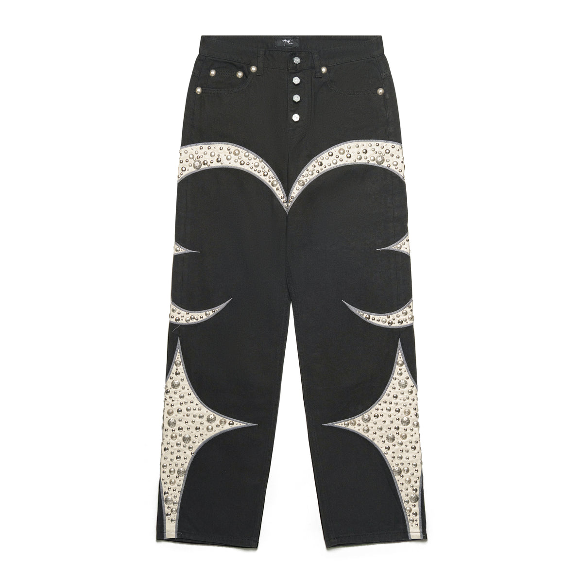 Thug Club Iron Steel Focus Leather Denim Pants Black