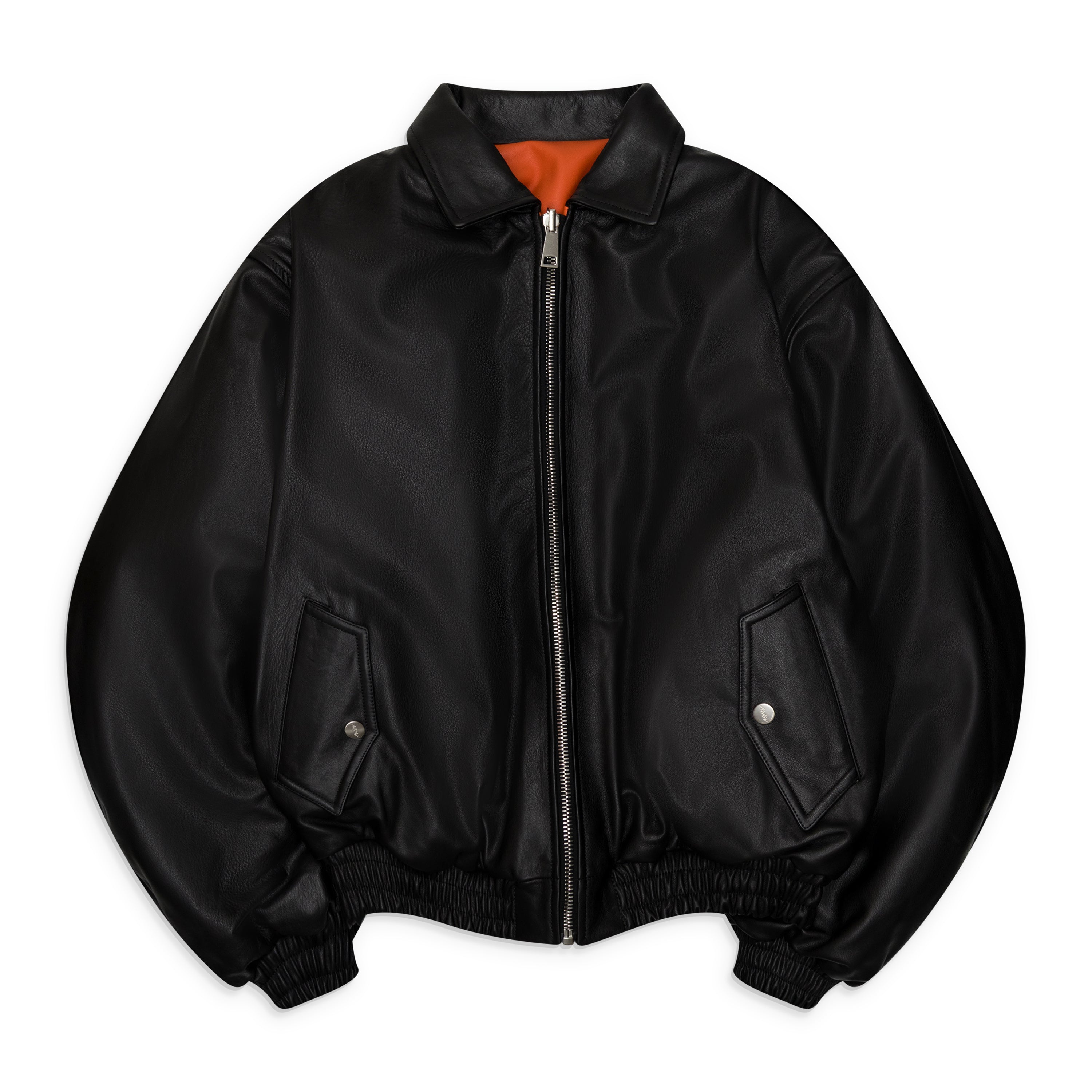 AWGE Reversible Leather Bomber Black/Orange