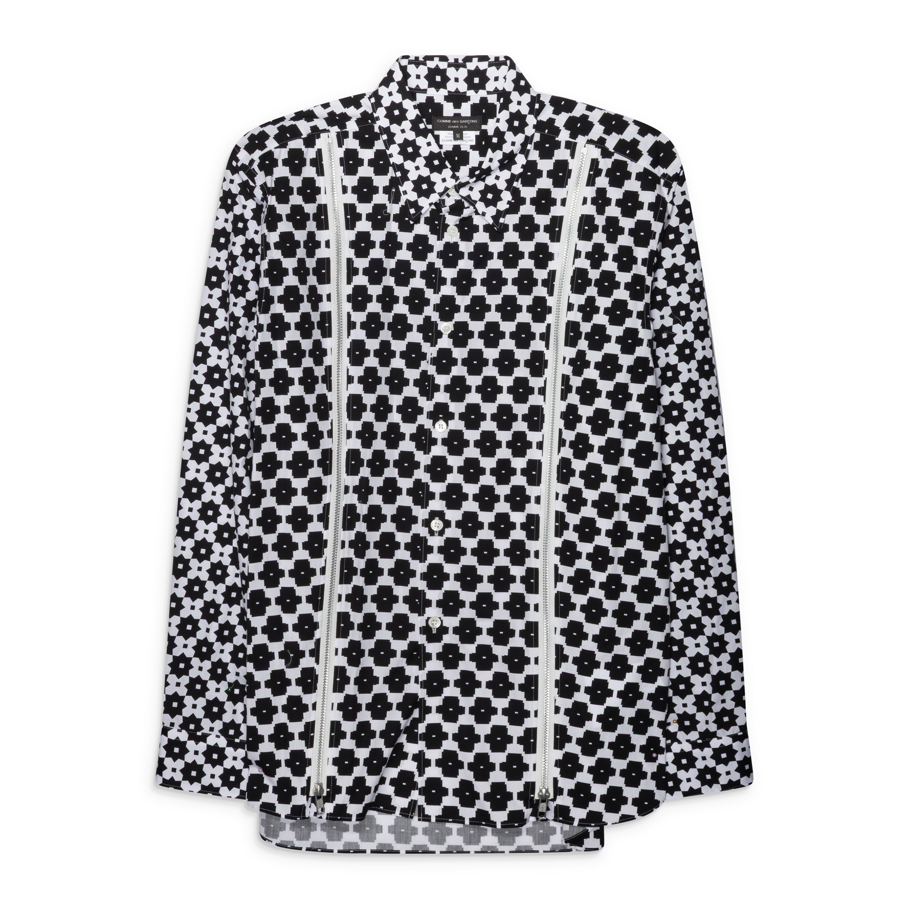 COMME DES GARCONS HOMME PLUS Pattern Zip Shirt White / Black