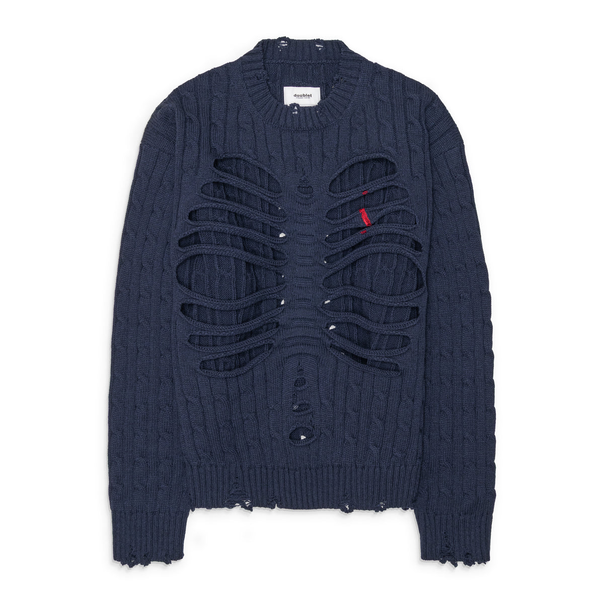 Doublet Rib Cage Cable Knit Pullover Navy
