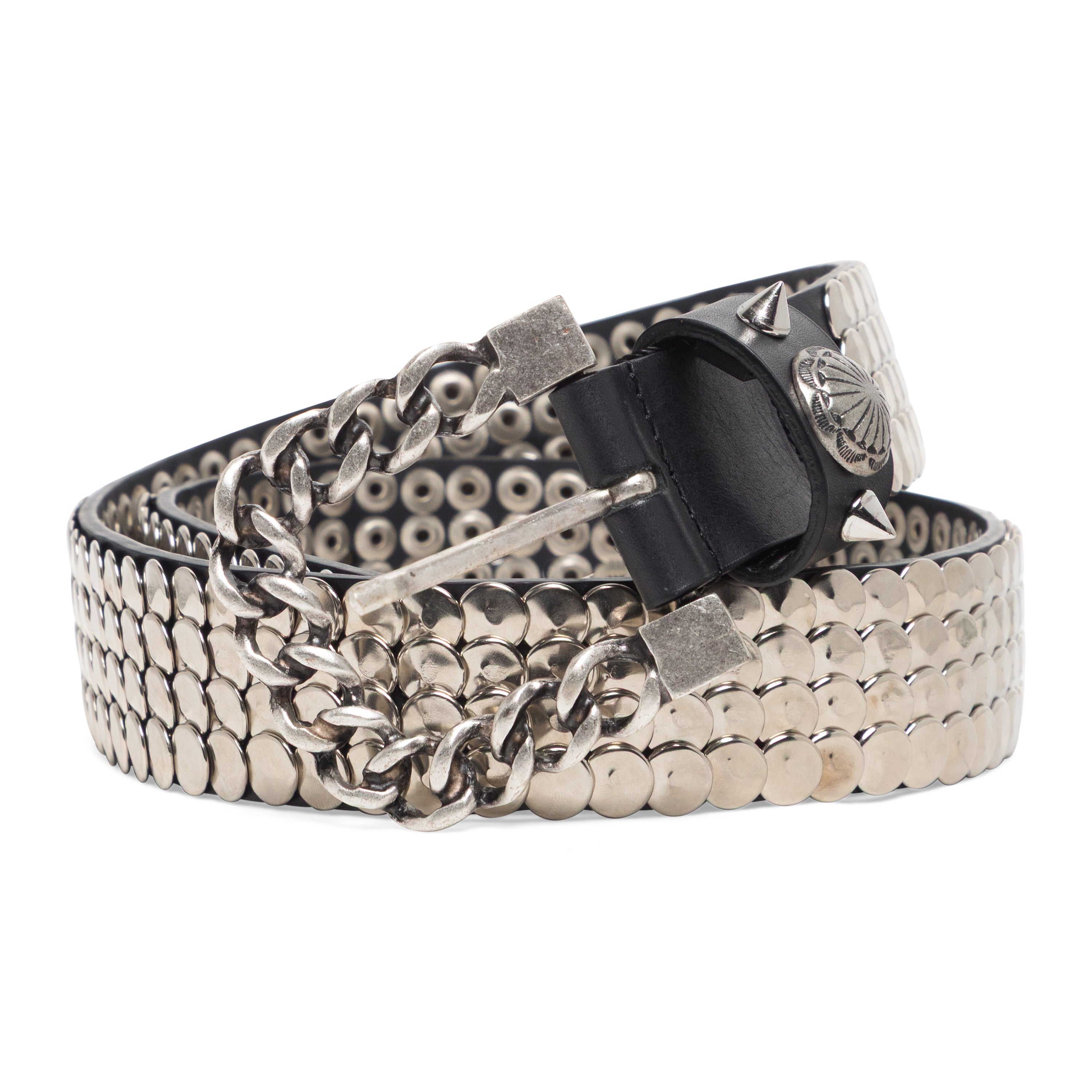 Dilara Findikoglu Chain Buckle Studded Belt Black