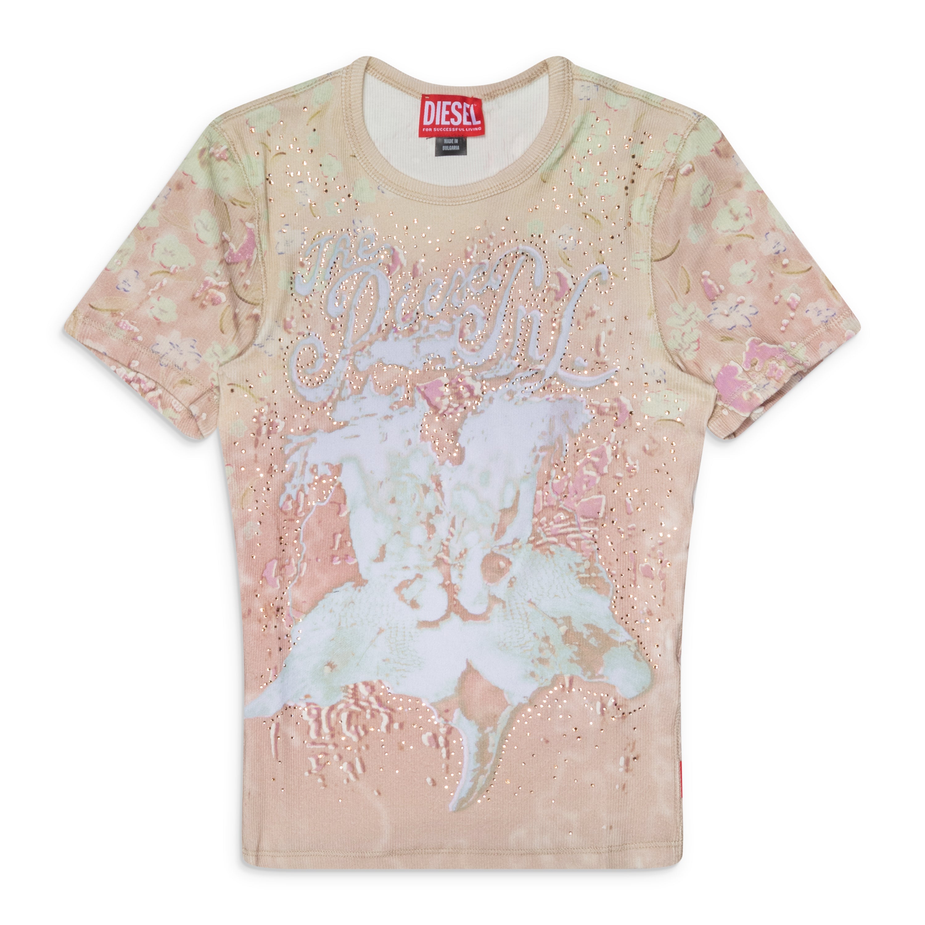 Diesel Rib Jersey T-Shirt Pink