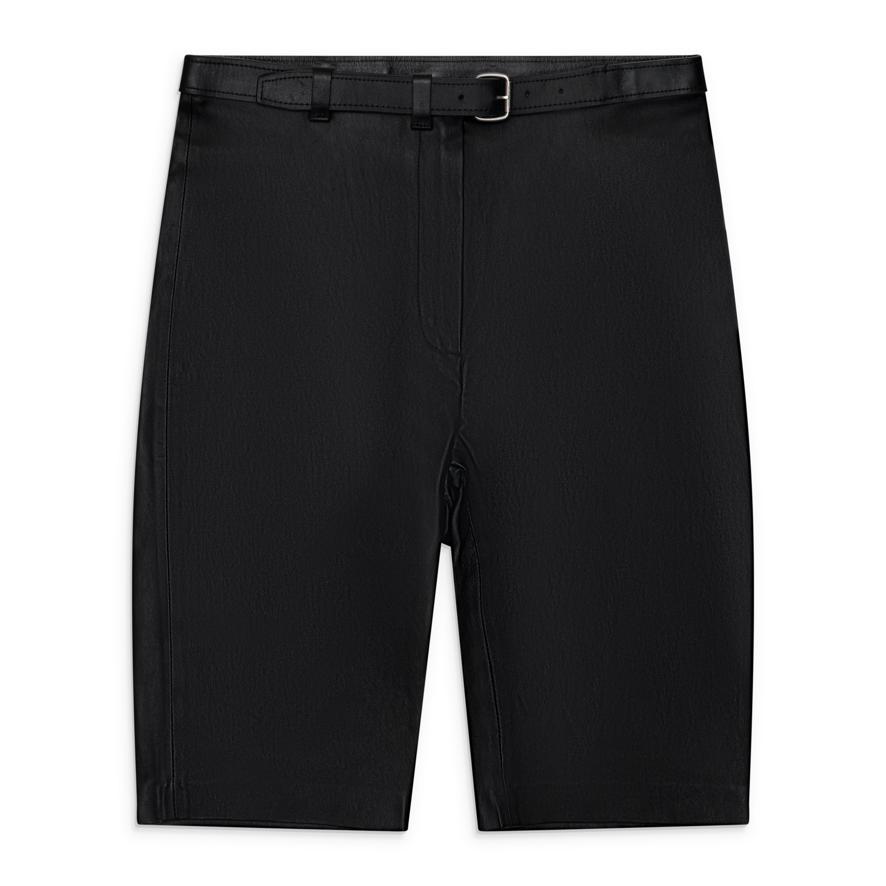 Alexander Wang Mid-Rise Belted Leather Shorts Black