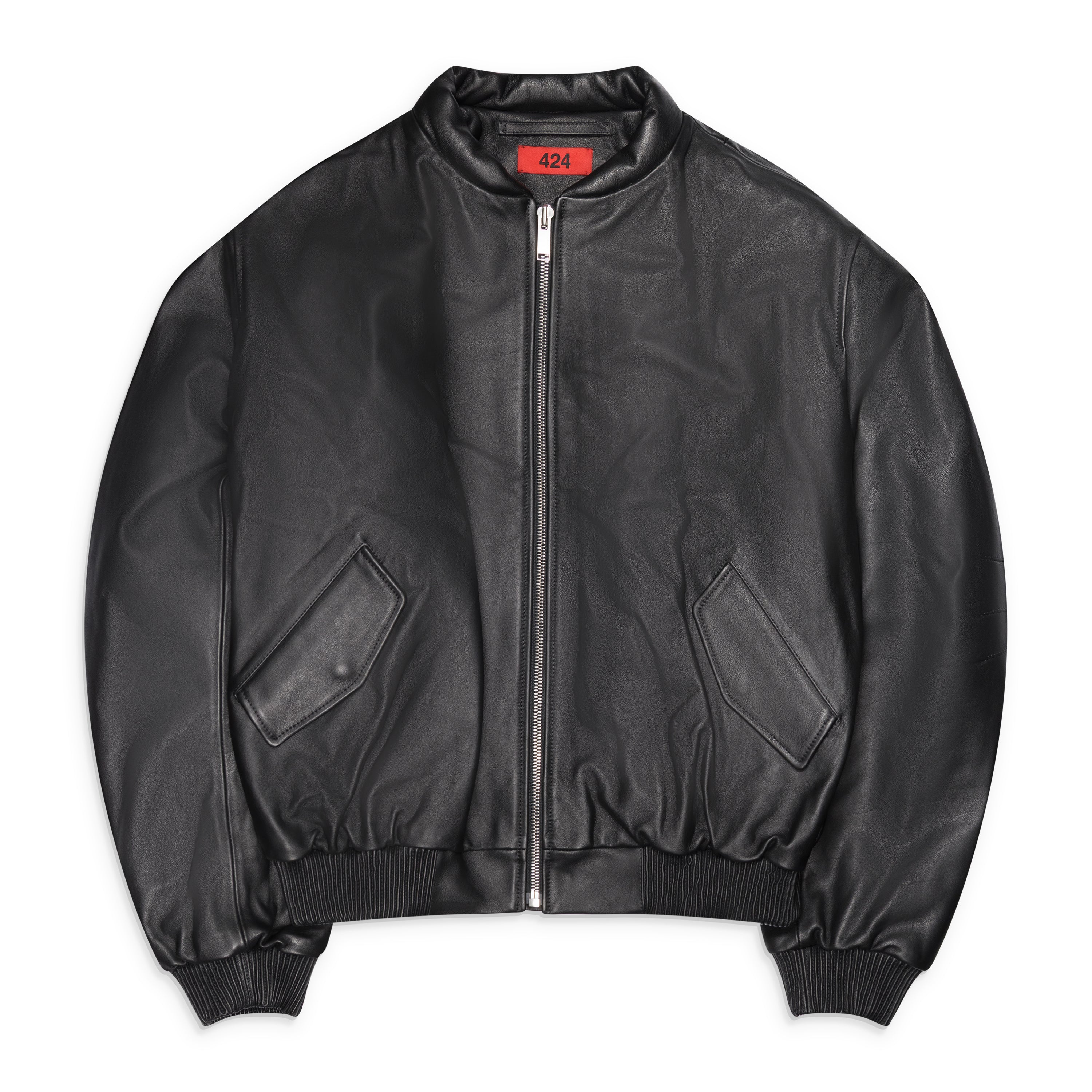 424 New 424 Leather Bomber Black