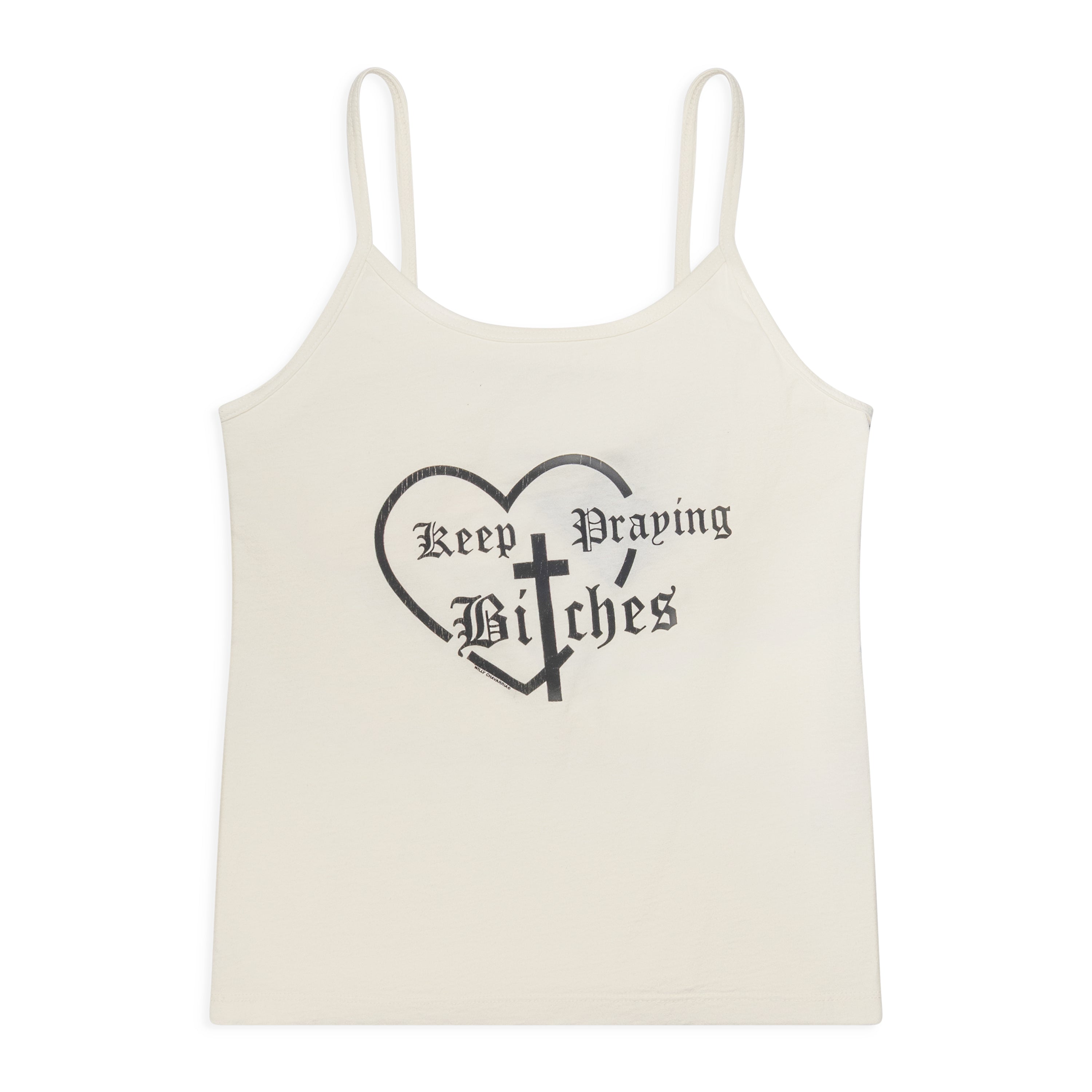 Willy Chavarria Keep Praying Bitches - Cholita Tank White