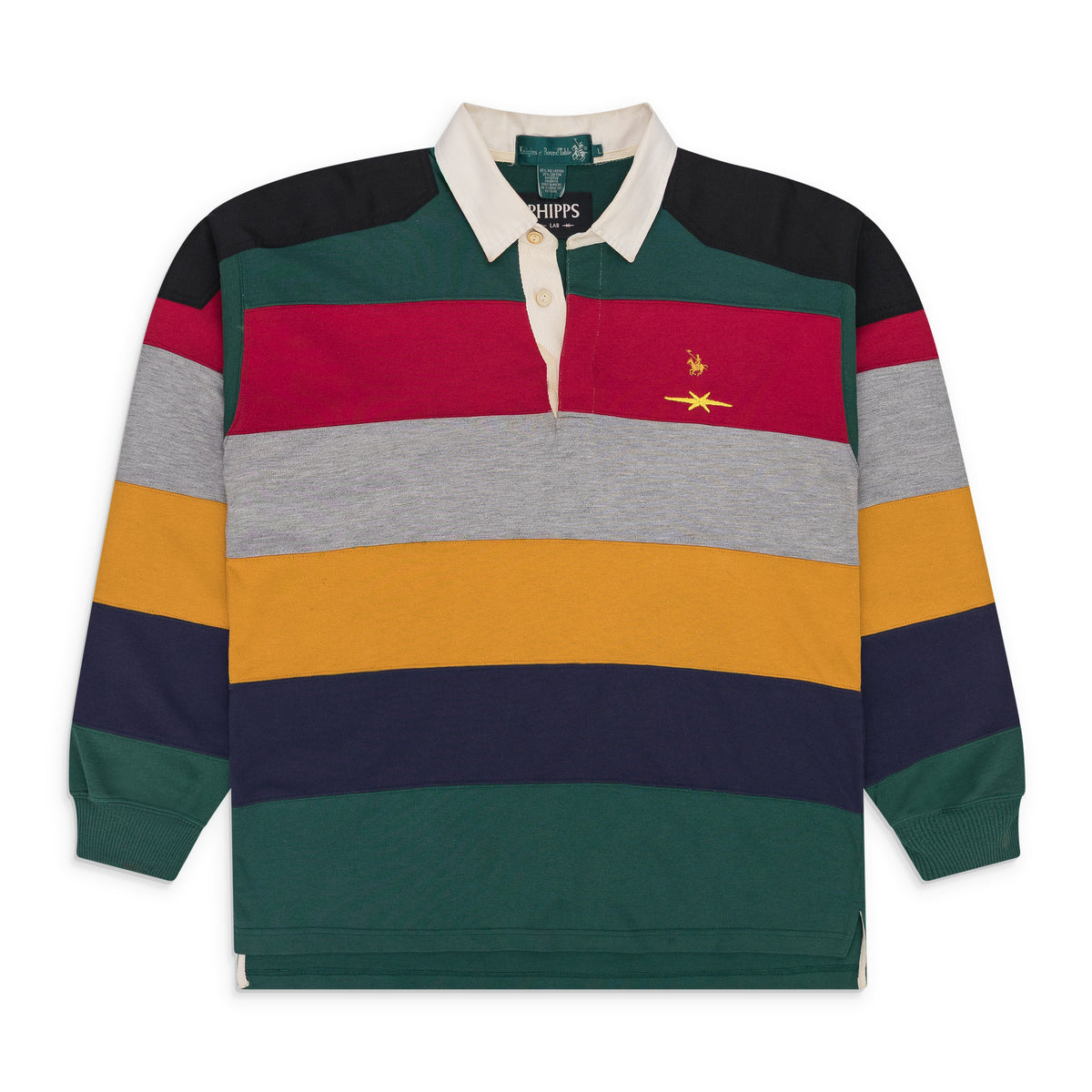 PHIPPS Deadstock Vintage Rugby Shirt W/ Deadstock Nylon Applique Tops Multi-Color
