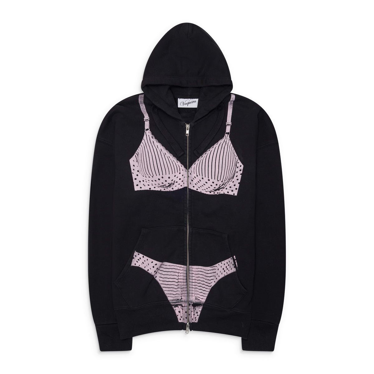 Vaquera Women Trompe L'Oeil Zip Hoodie Knit Black