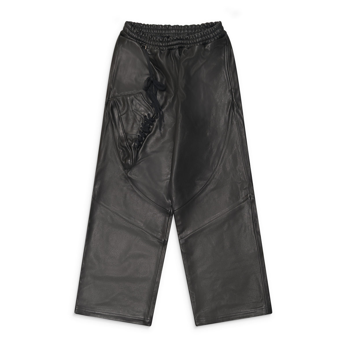Doublet Basketball Shoe Pocket Leather Pants Black