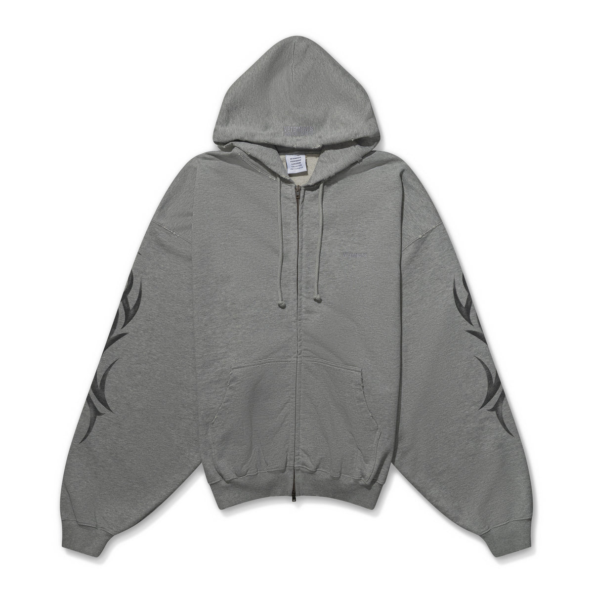 Vetements Graffiti Tribal Zip-Up Hoodie Grey