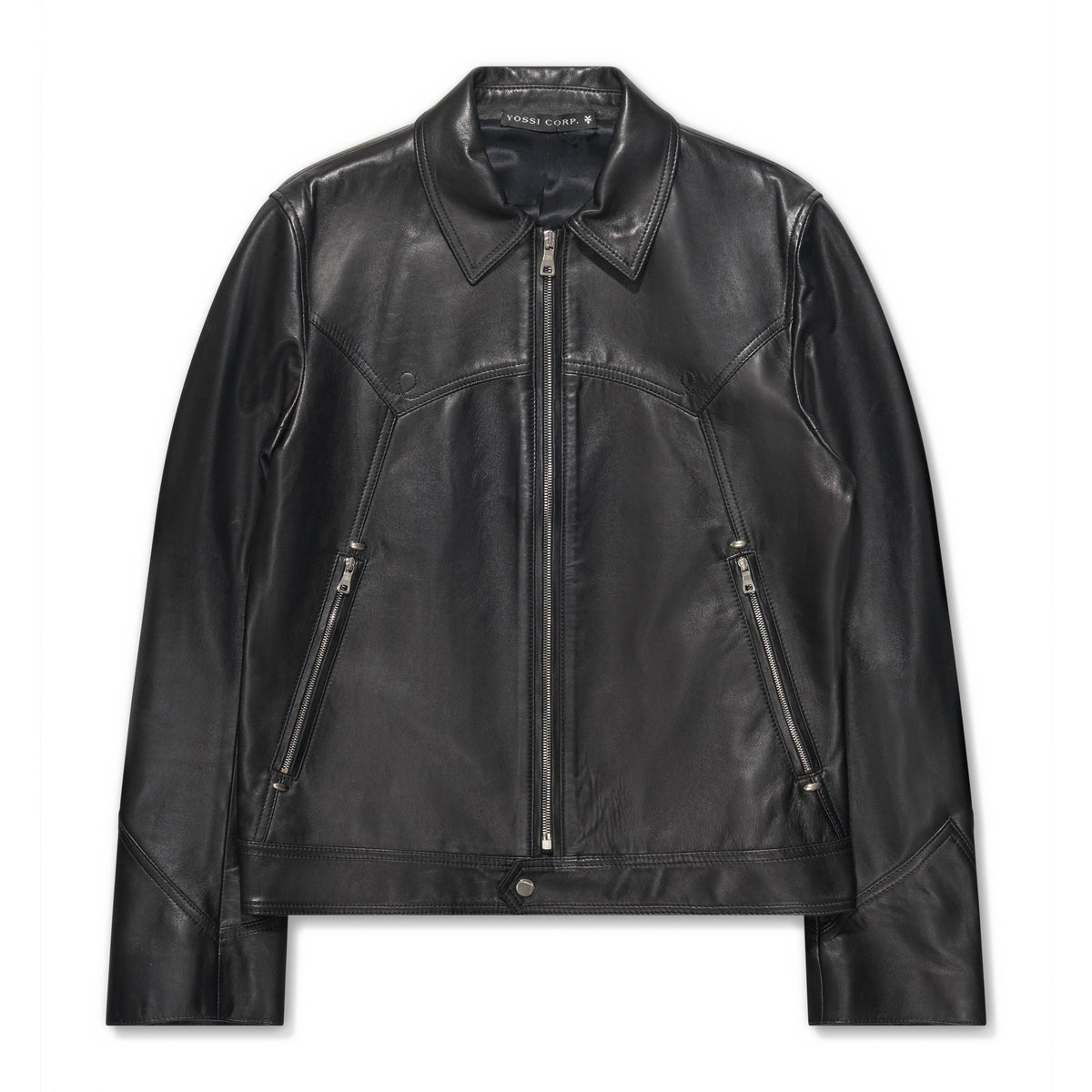YOSSI CORP Western Leather Jacket Black