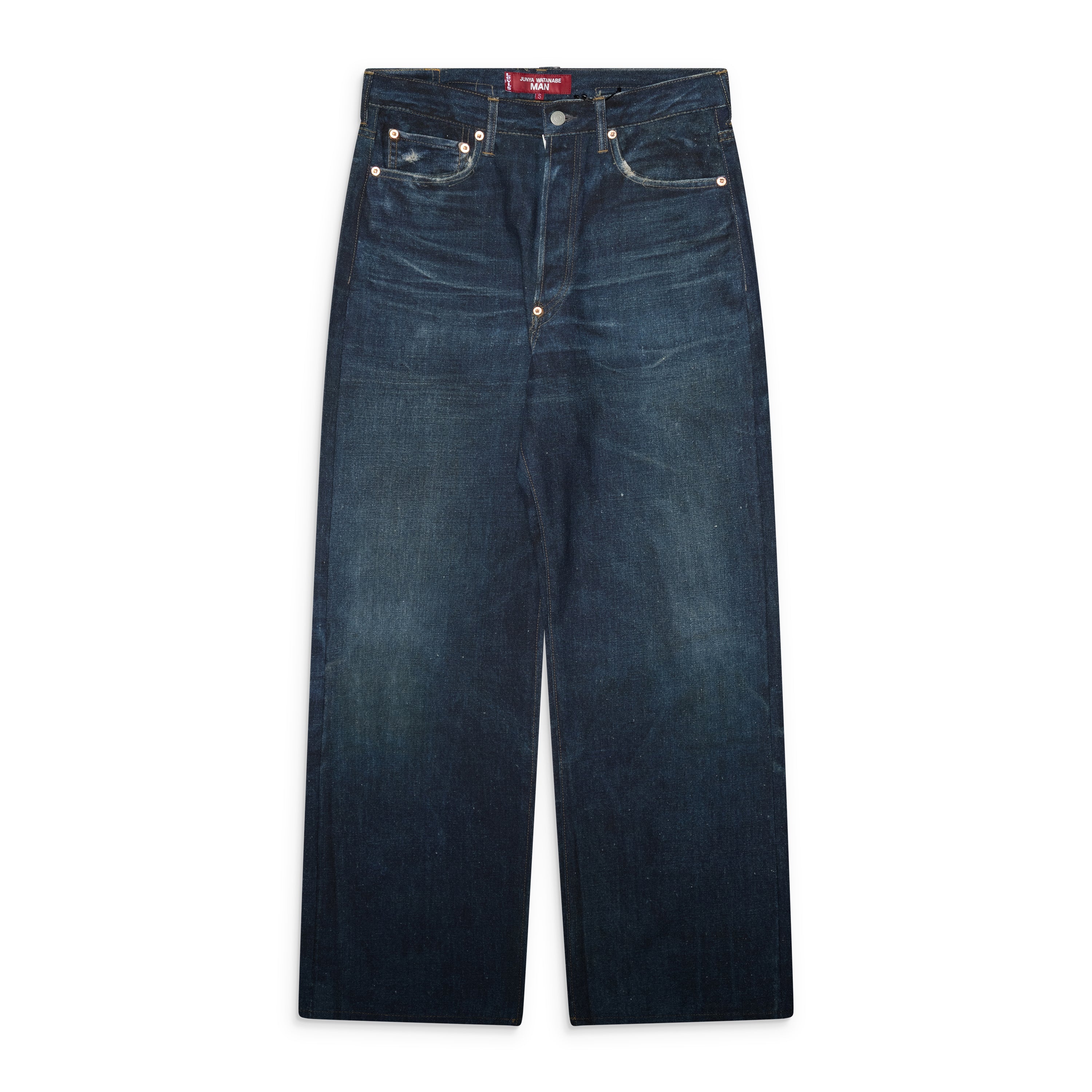 Junya Watanabe Man Printed Linen Trousers Blue
