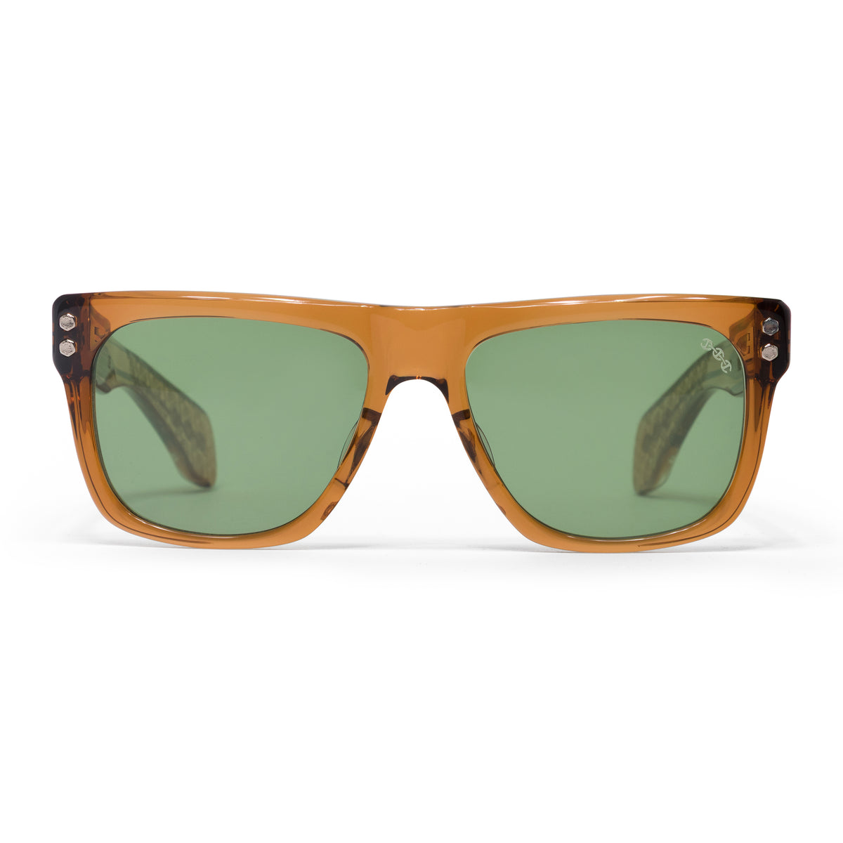Hoorsenbuhs Model Viii Eye Wear - Beer Bottle Brown Frame - 24K Trim/Hardware - Vintage Green Lens - Standard Fit Multicolor