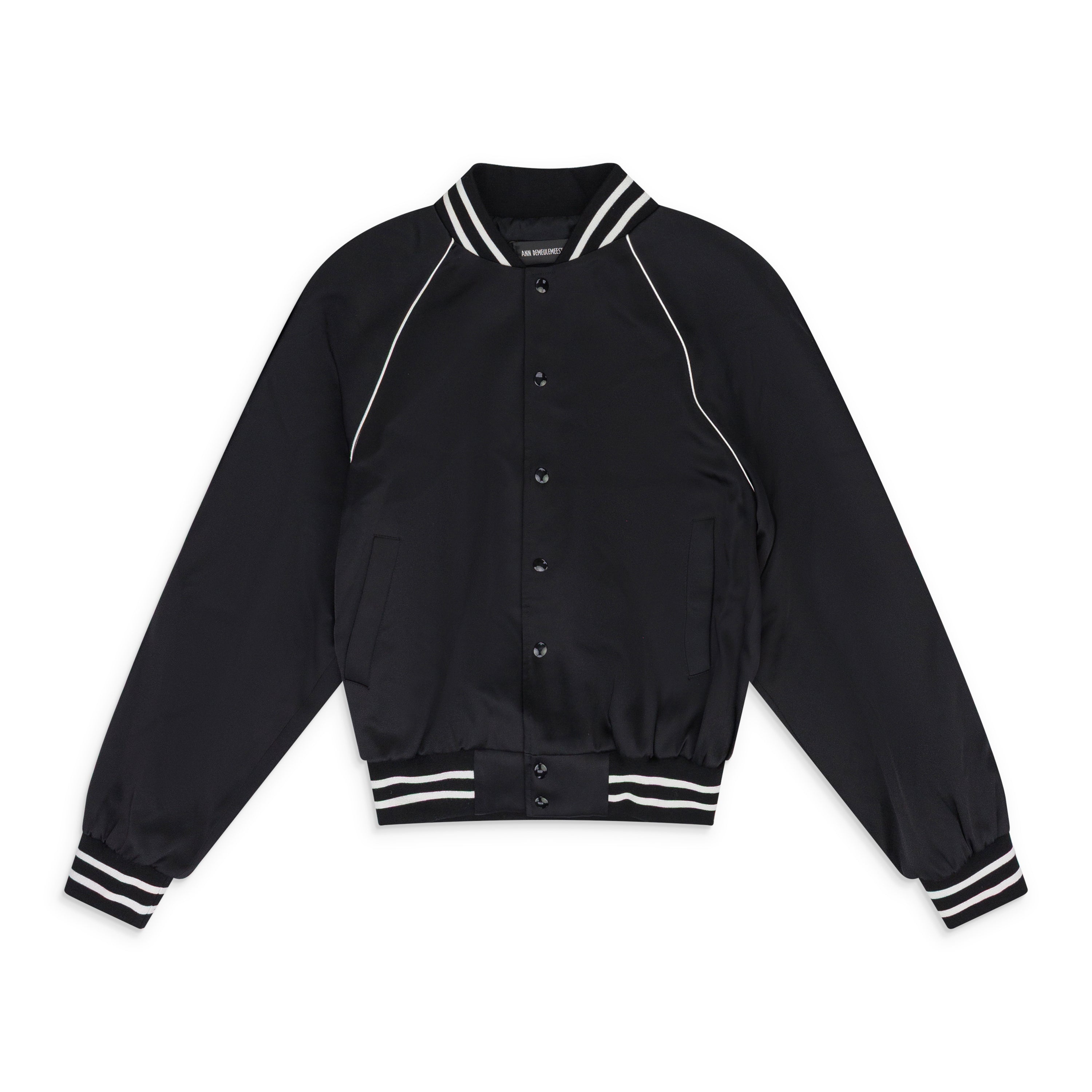 Ann Demeulemeester Esko Slim Fit Raglan Bomber With "Dreams" Embroidery On Back Black