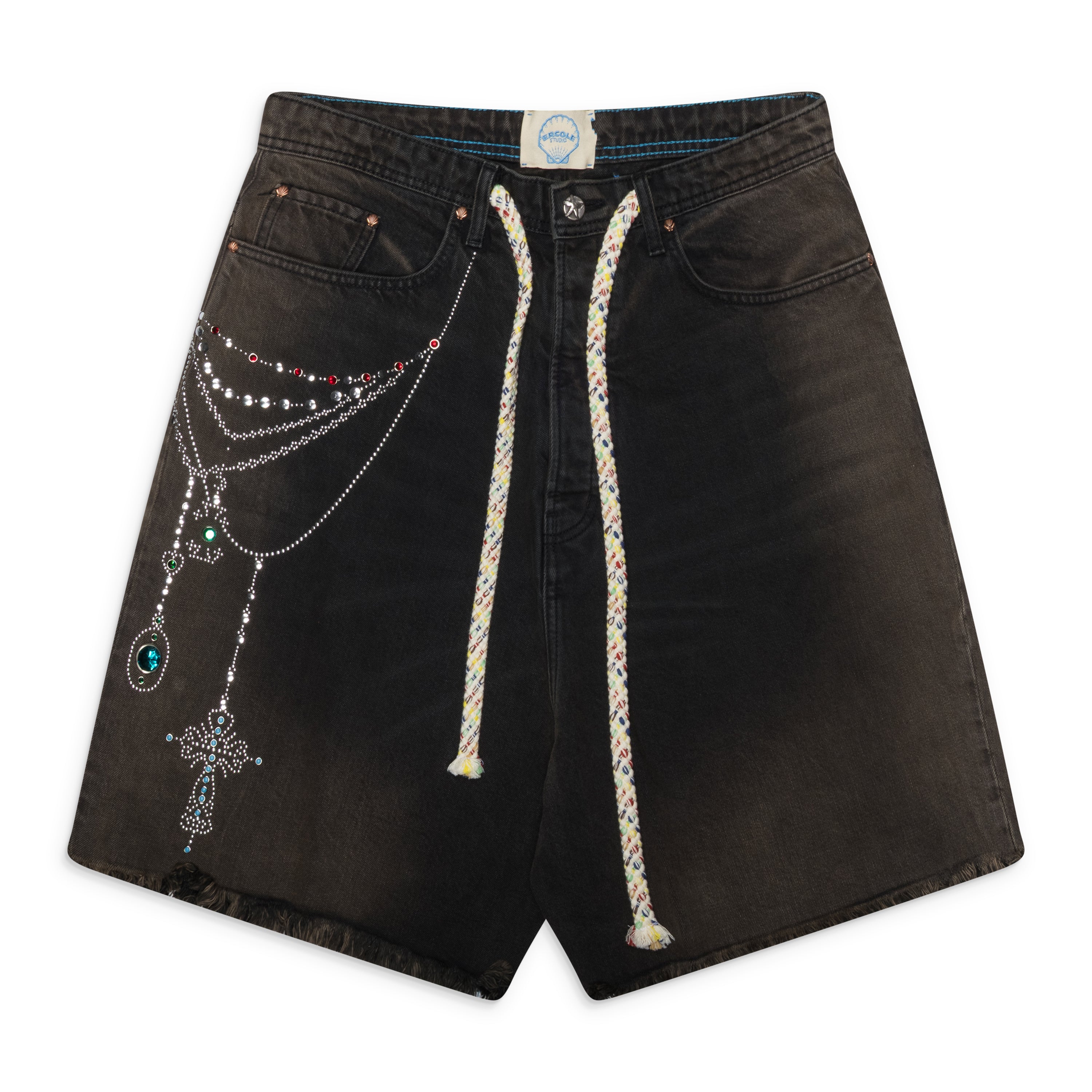 Ercole Studio Black Victorian Chain Denim Short
