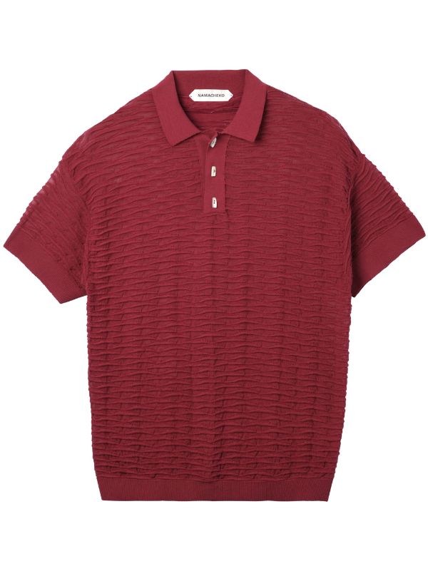 Namacheko Taske Scale Short Sleeve Polo Tops Burgundy