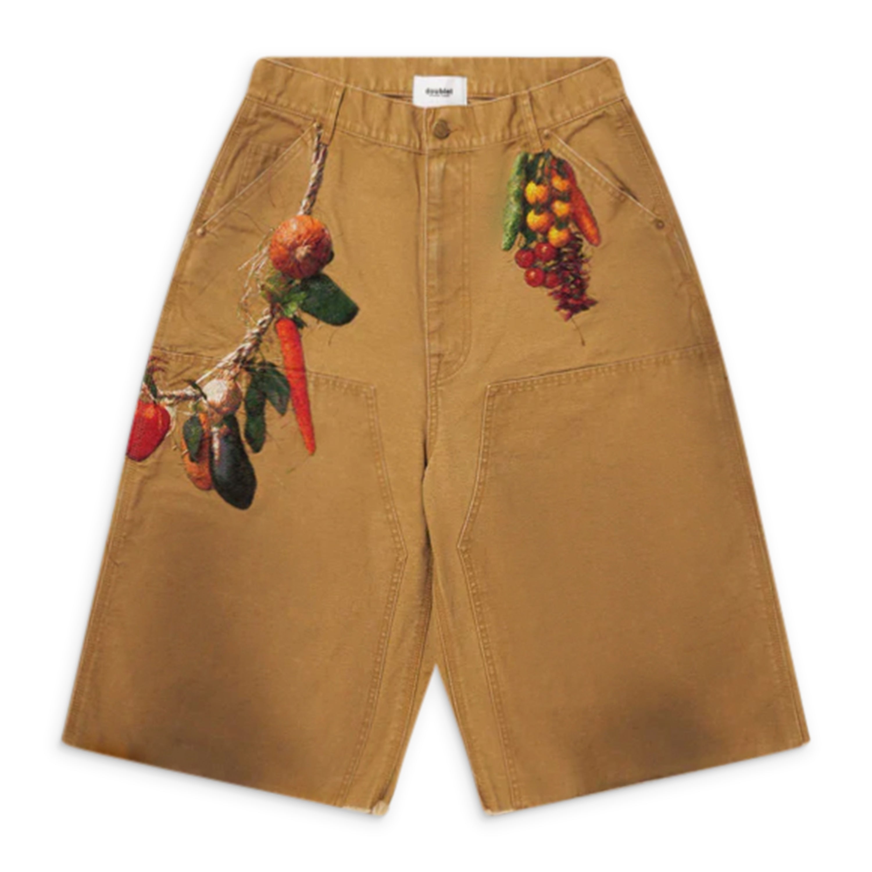 Doublet Vegetable Embroidery Cut-Off Pants Beige