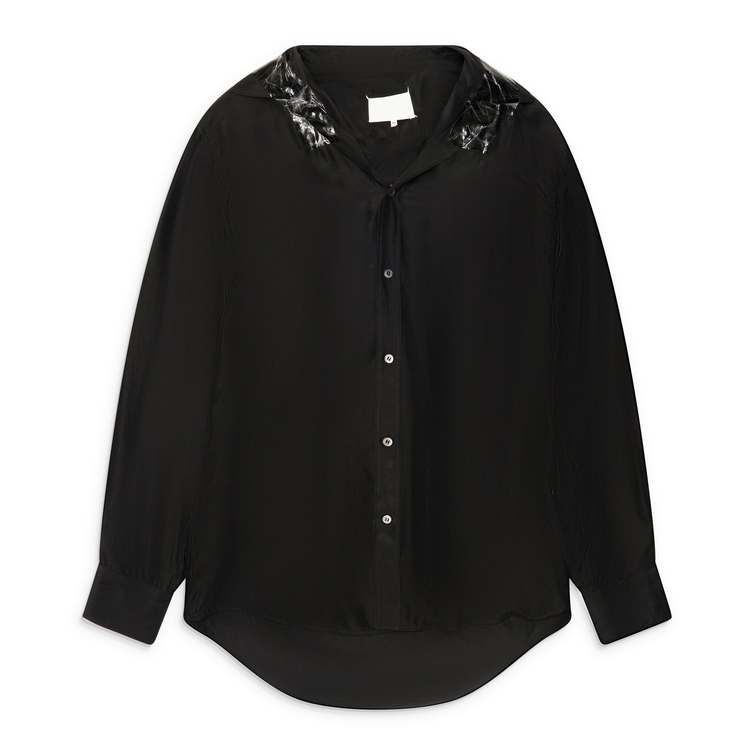 Maison Margiela Washed Silk Shirt With Tape Details Black
