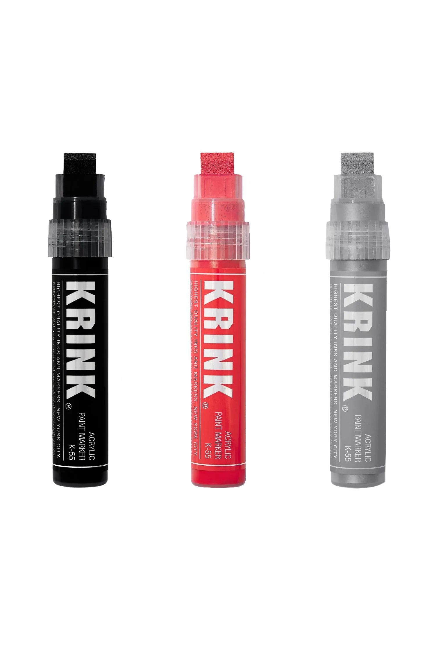 K-55 3 Pack Paint Marker Set: Black, Red, Silver