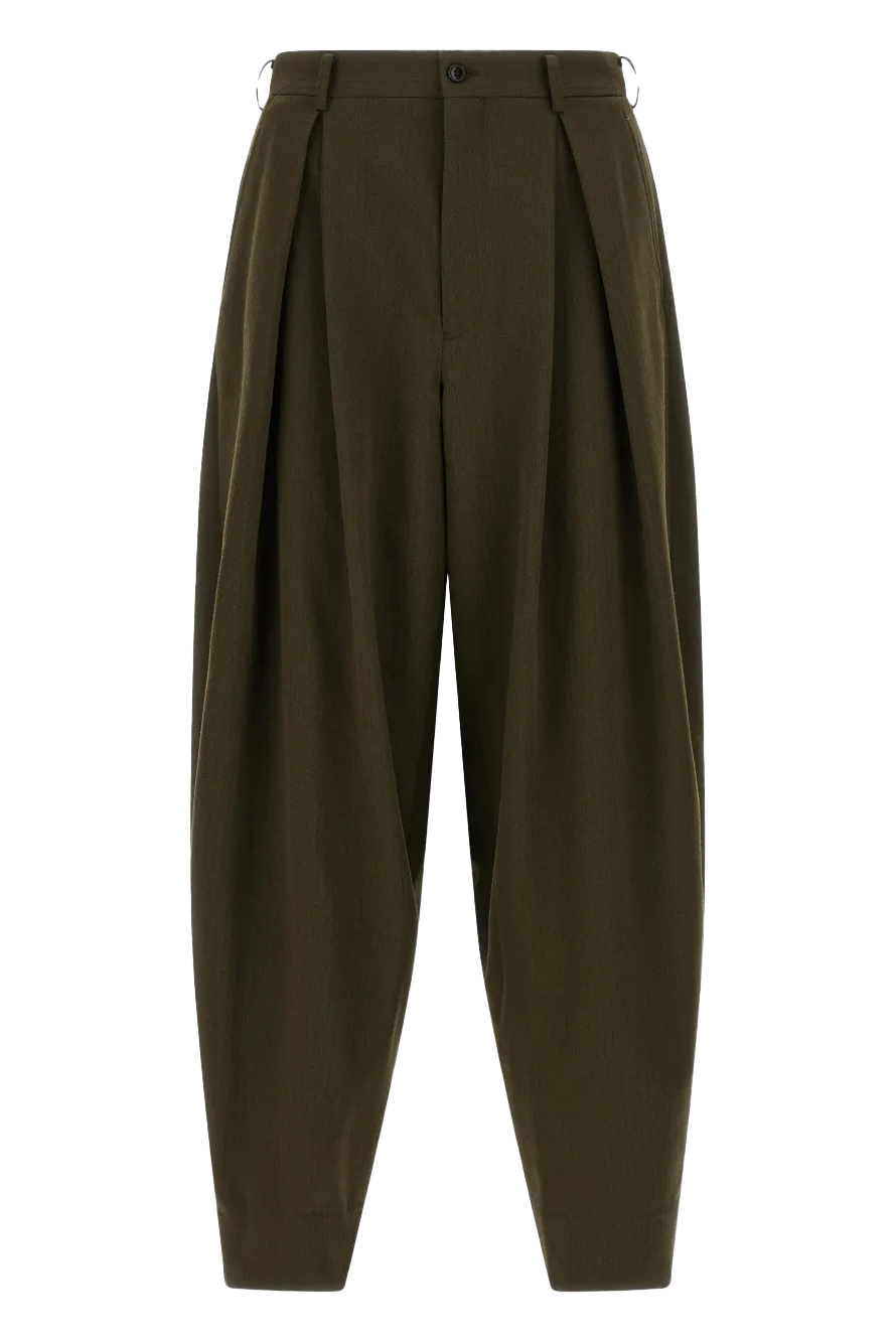 Cdg Homme Plus Wool Pleated Trousers 1-Khaki