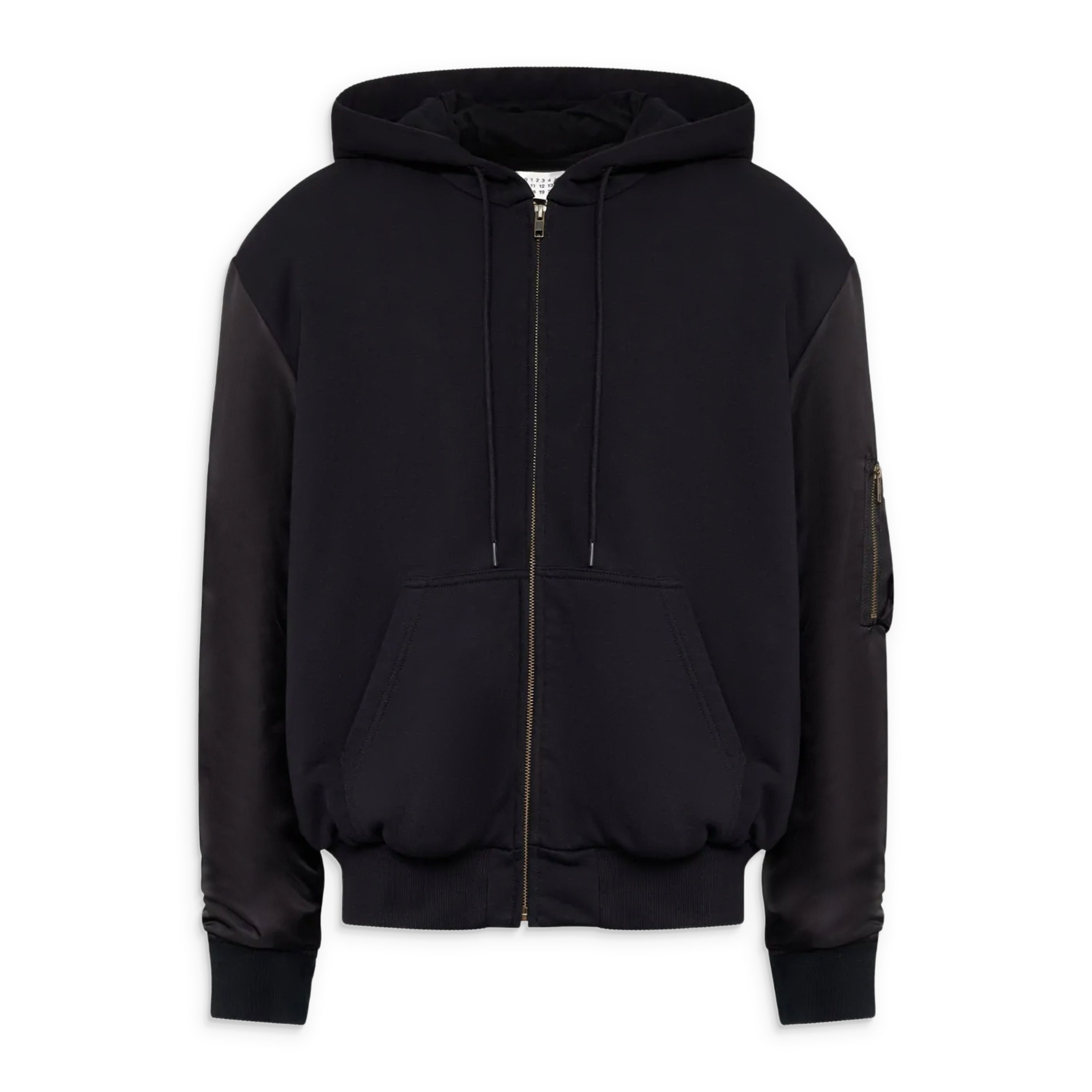 MM6 Maison Margiela Zip Hoodie With Nylon Sleeves Black