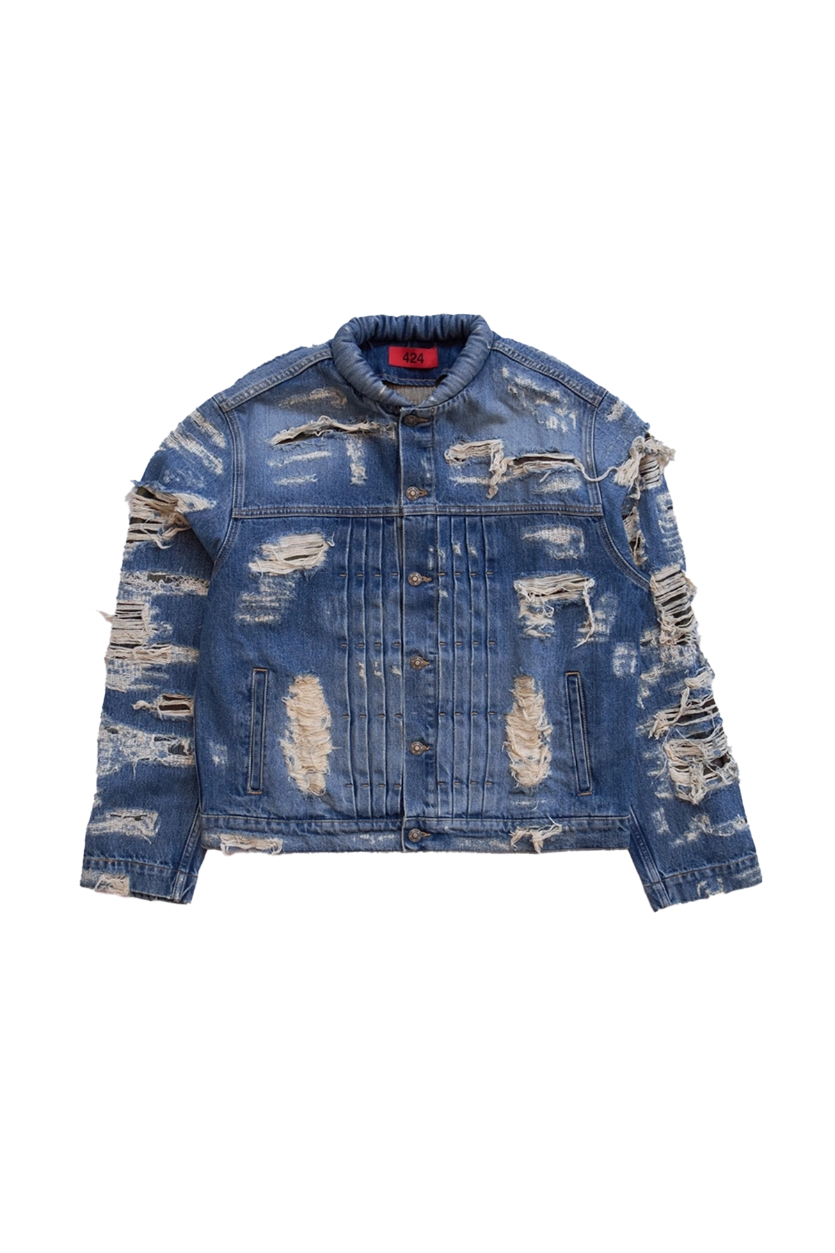 424 Collection Repaired Trucker Jacket Blue – ESSXNYC