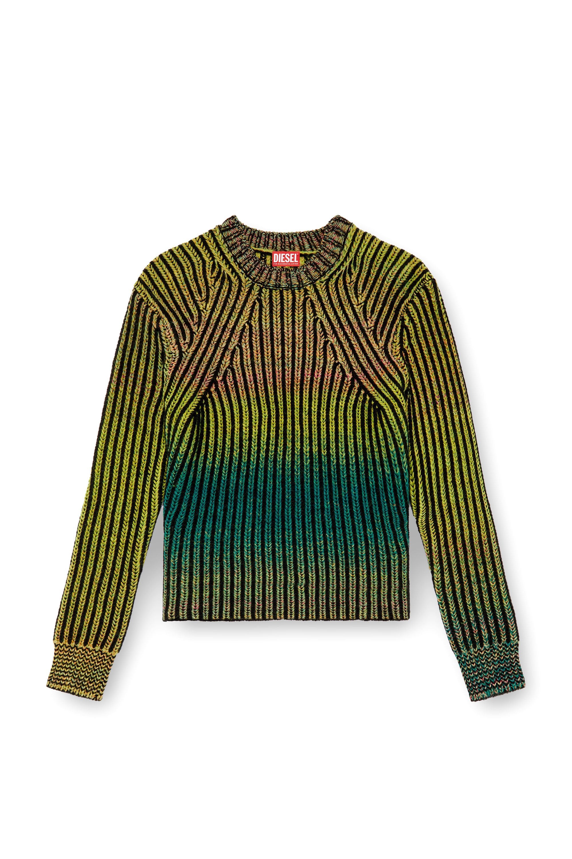 Diesel Degrade Ribbed Crewneck Sweater Green