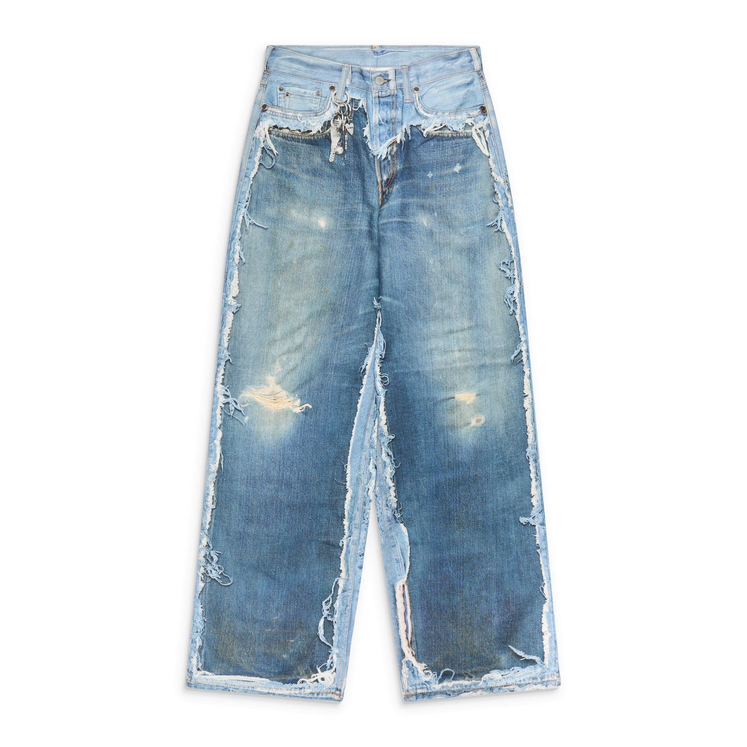 Acne Studios Trashed Trompe L'Oeil Jeans Mid Blue