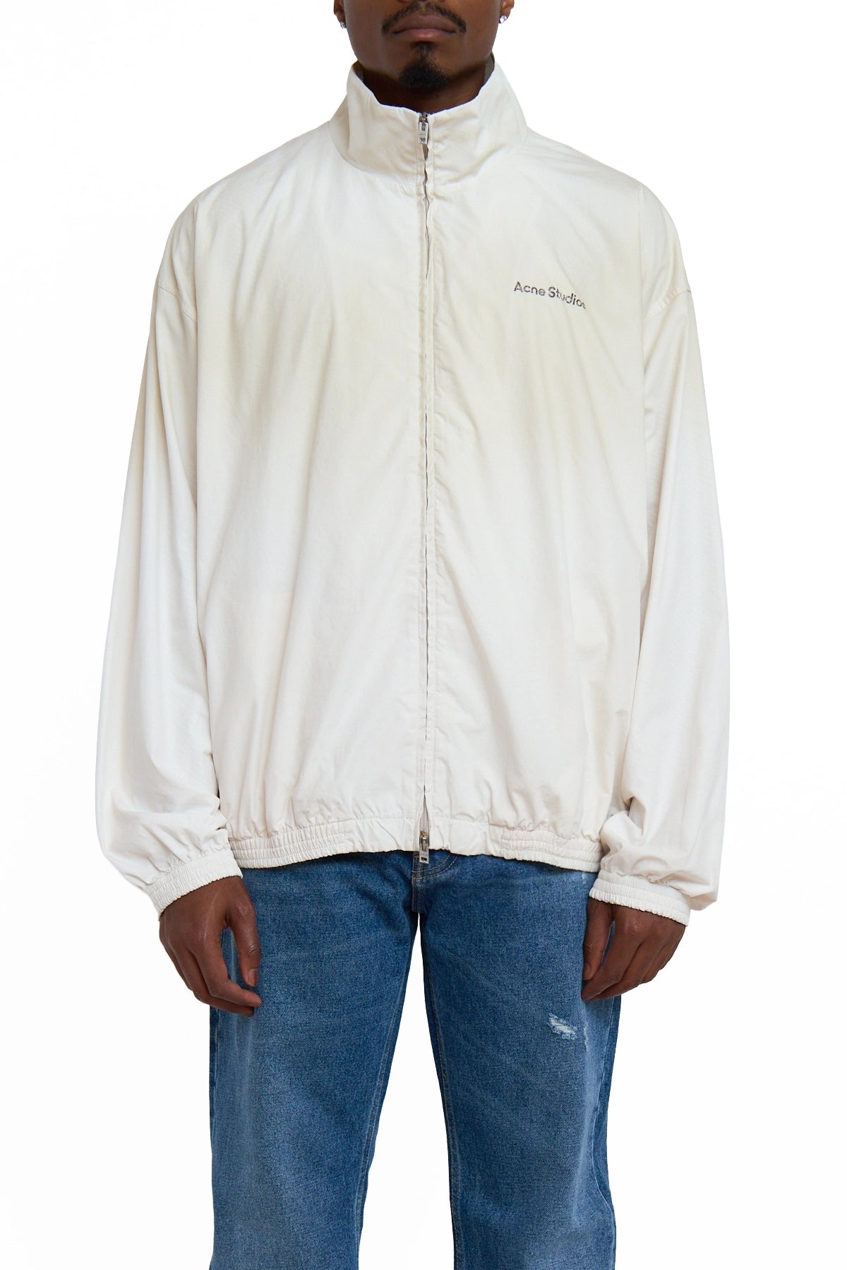 Acne Studios Logo Zipper Jacket Dusty White – ESSXNYC Acne Studios Logo Zipper Jacket Dusty White – ESSXNYC