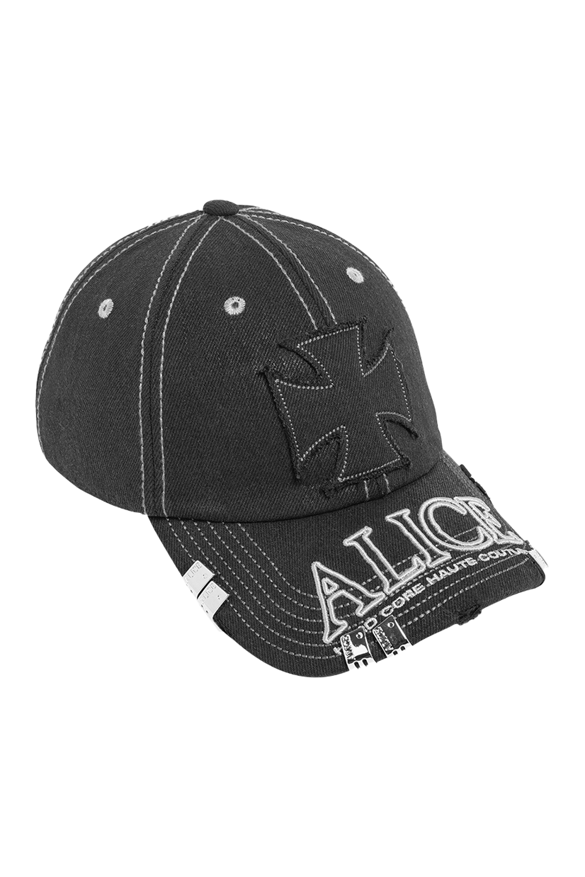 Black cap with brand logo