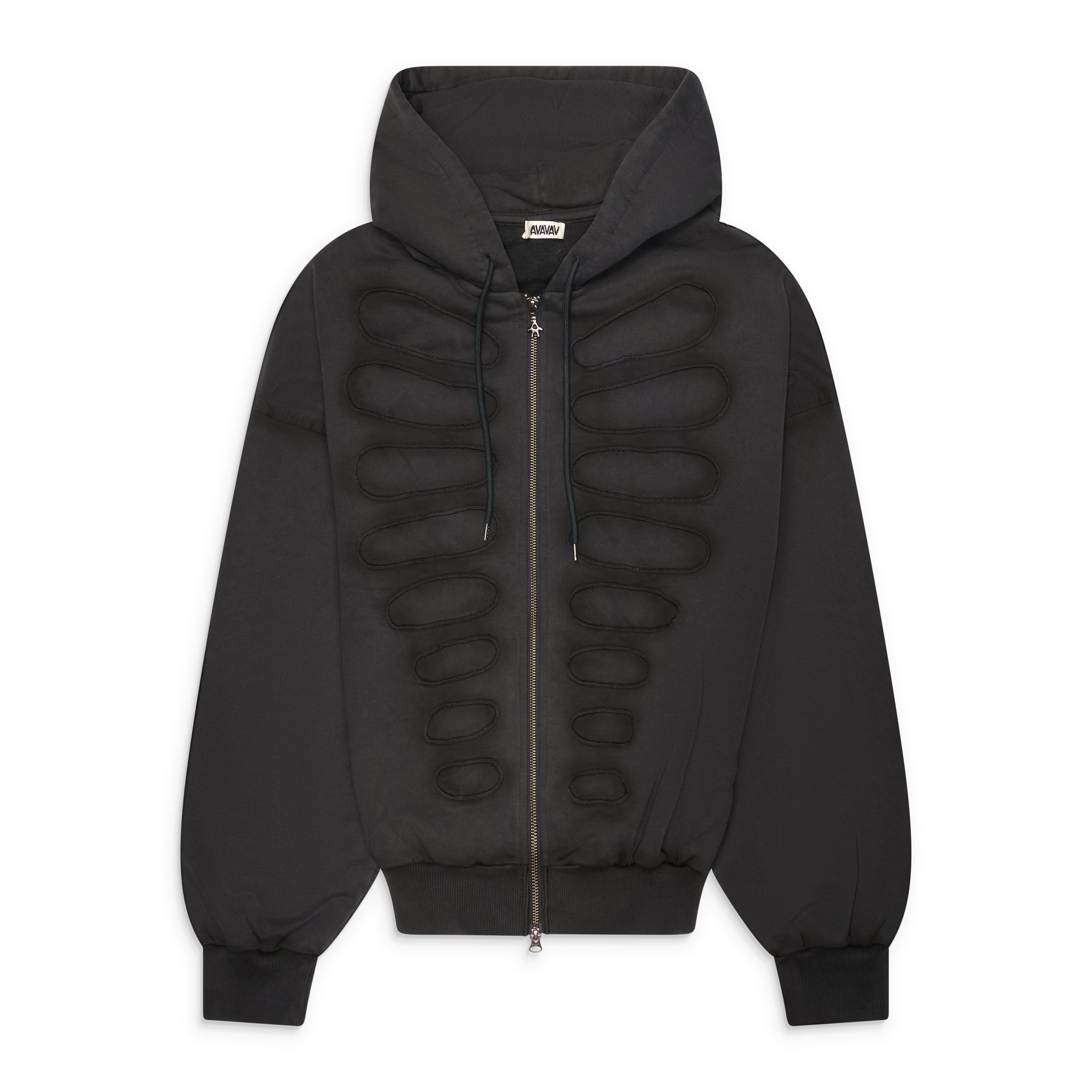 AVAVAV Shoulderless Hoodie Cut-Out Application Black