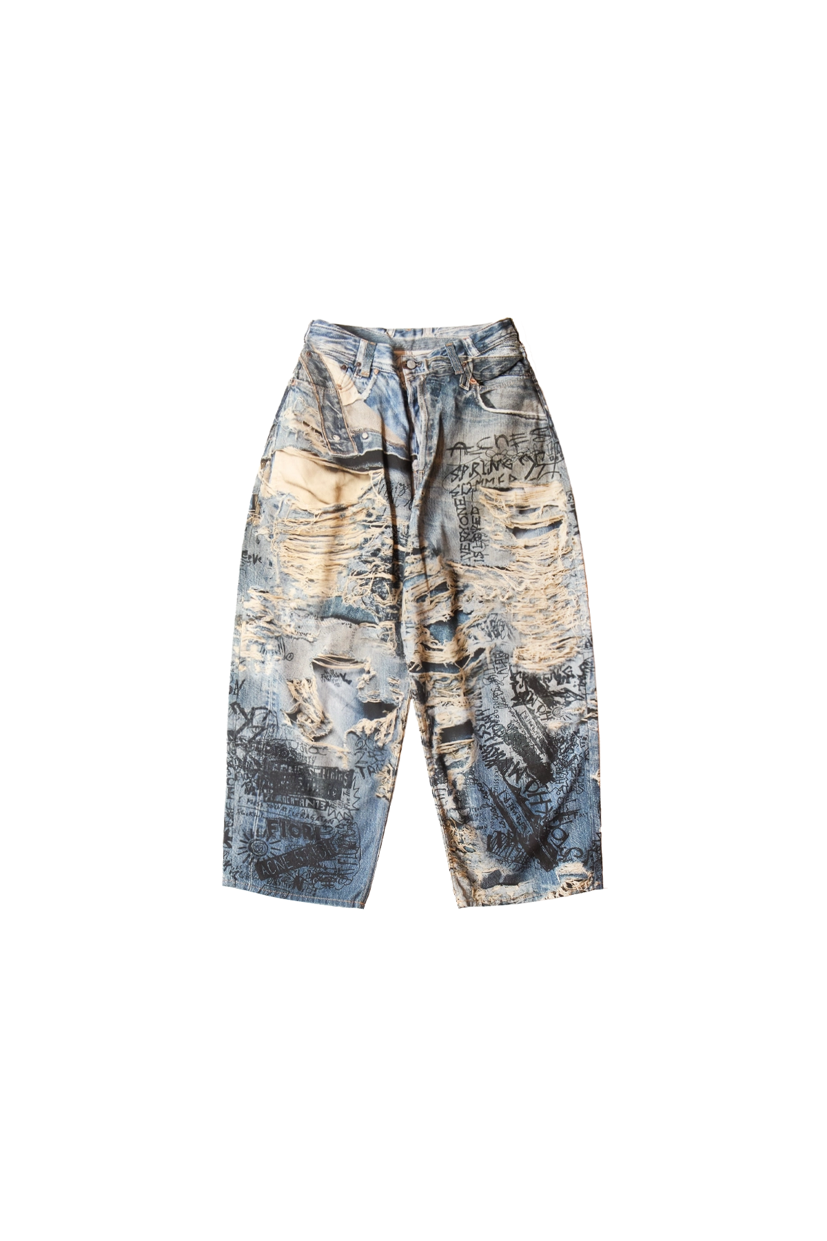 Acne Studios 2023M Torn Scribble Jeans Blue 1
