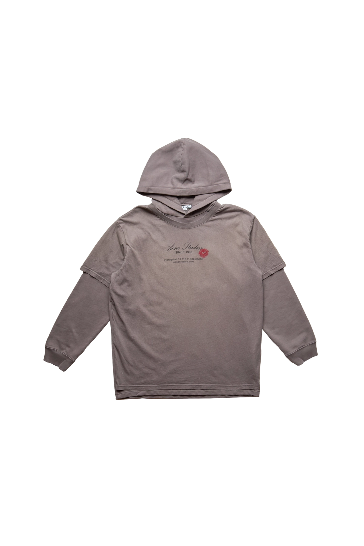 Acne Studios Business Card Layered Hoodie Grey