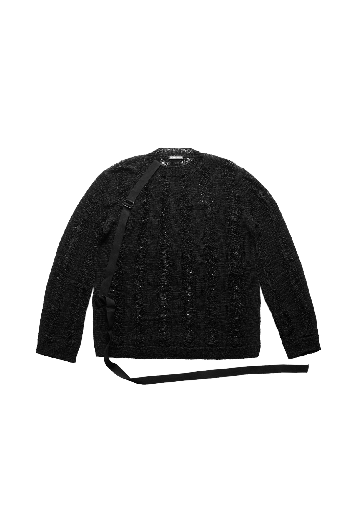 Ann Demeulemeester Balder Ladder Stitch Boat Neck Oversize Sweater Black