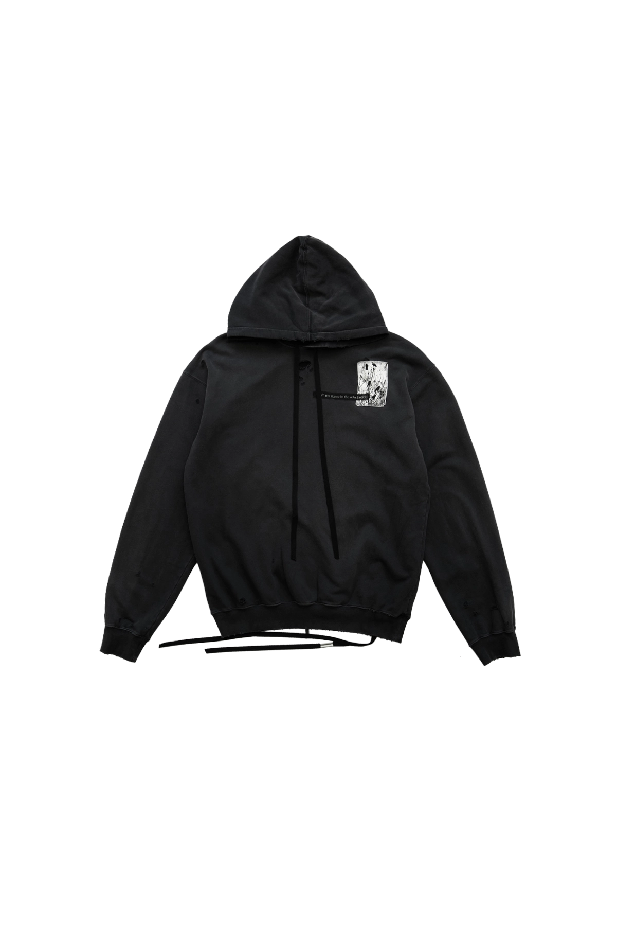 Ann Demeulemeester High Comfort Hoody With Printed Patches Black