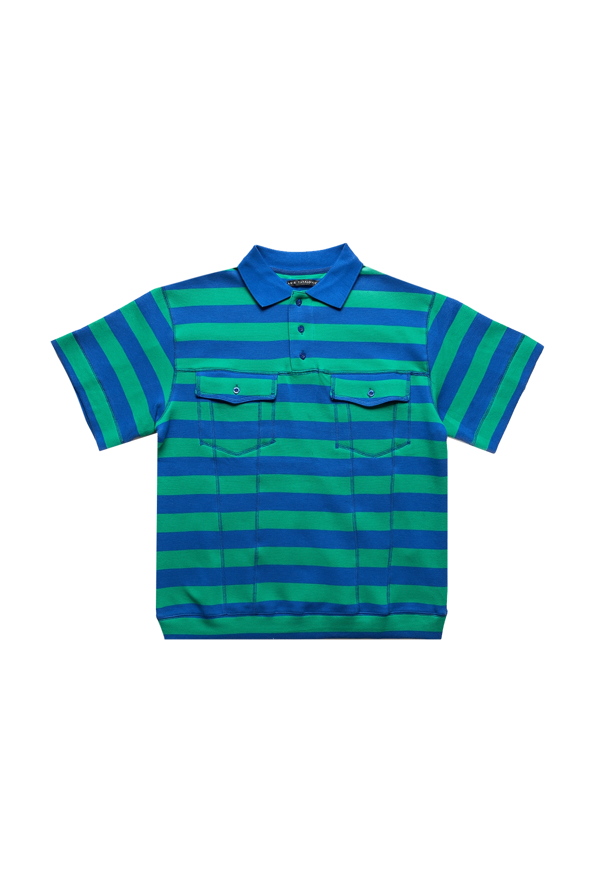 Aris Tatalovich Stripe Trucker Polo Blue