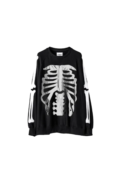 Back Gusset Sleeve Crew Neck Sweatshirt (Bone Type 01) Black