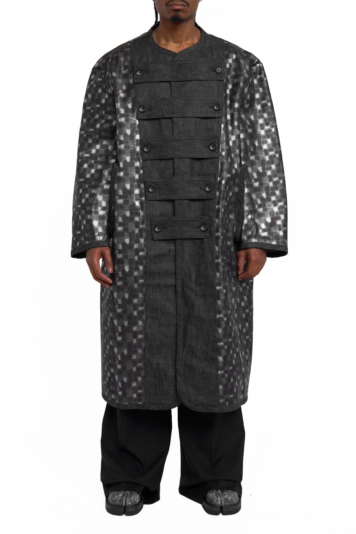 Cdg Homme Plus Denim Mixed Fabric Coat Indigo