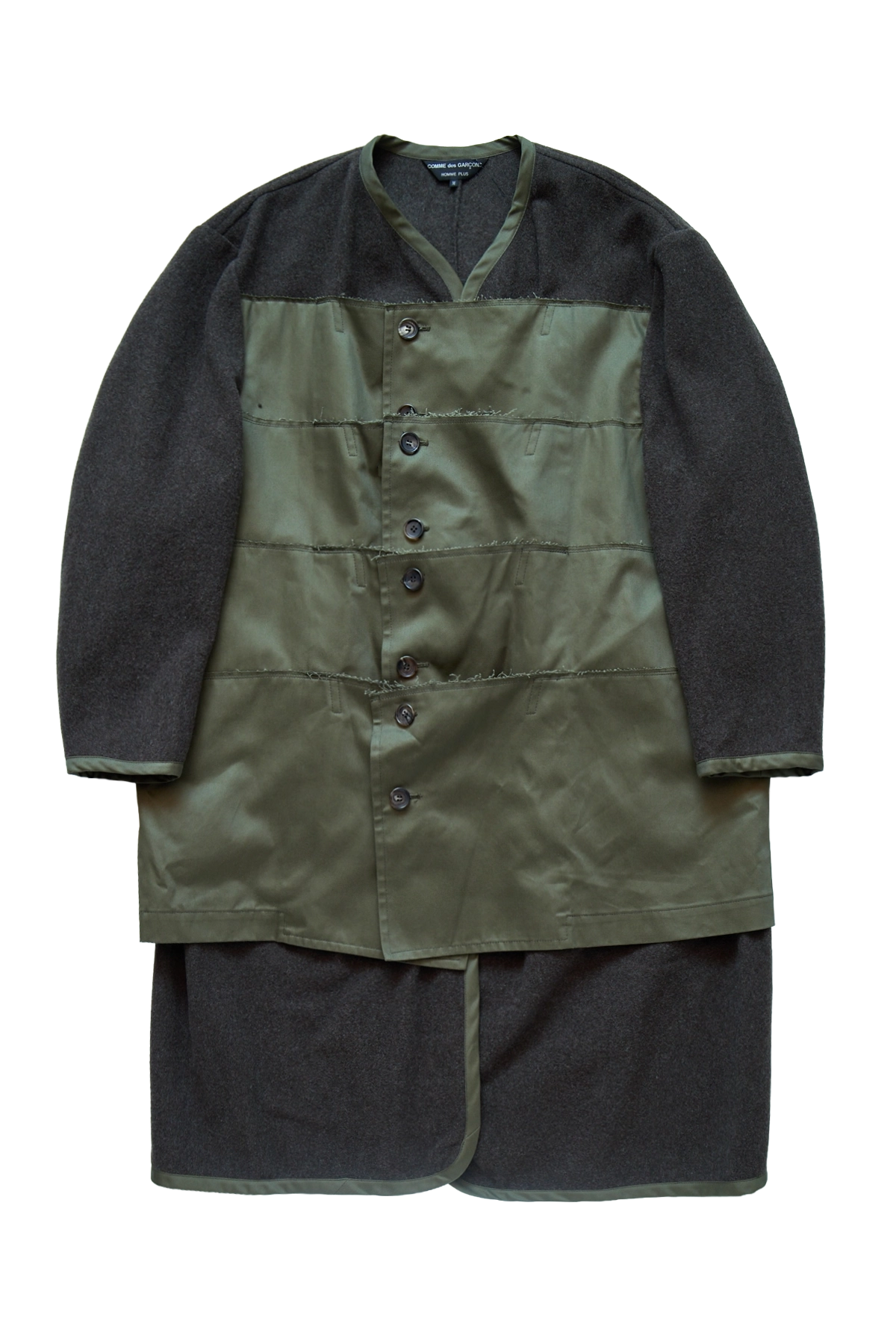 CDG Homme Plus Wool Coat With Cotton Patches 1-Khaki