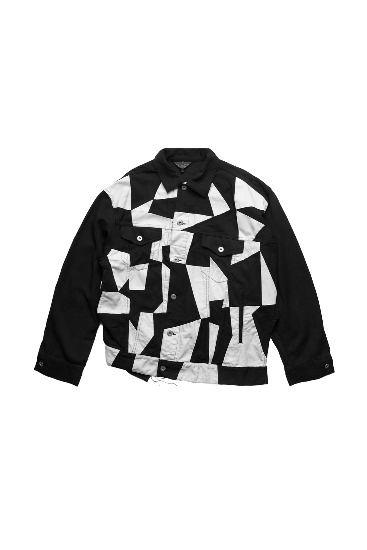 CDG Black Patchwork Twisted Trucker Jacket Black