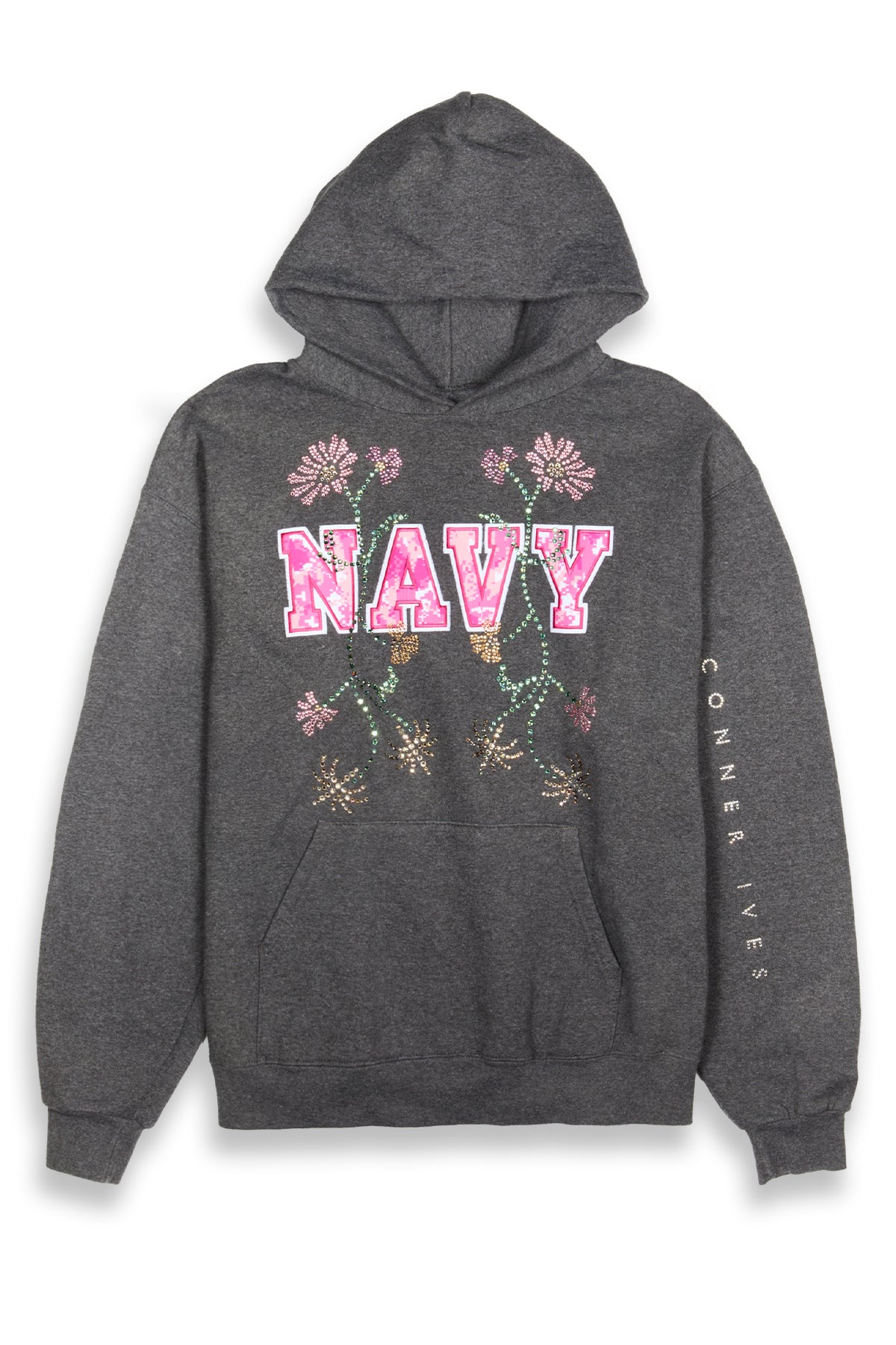 Conner Ives Reconstituted Crystal Hoodie Dark Grey