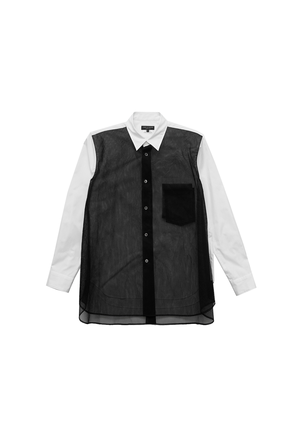 Comme Des Garcons Homme Plus Button Down Shirt With Tulle Overlay White
