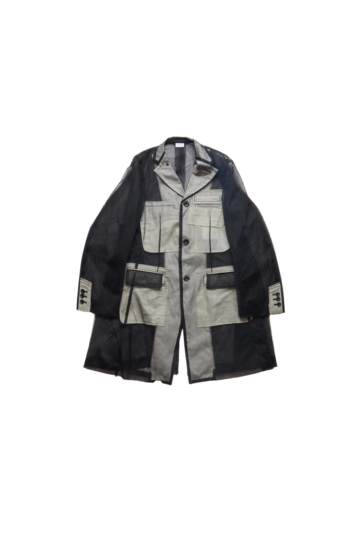 Comme Des Garcons Homme Plus Tulle-Inserts Coat Black – ESSXNYC Comme Des Garcons Homme Plus Tulle-Inserts Coat Black – ESSXNYC