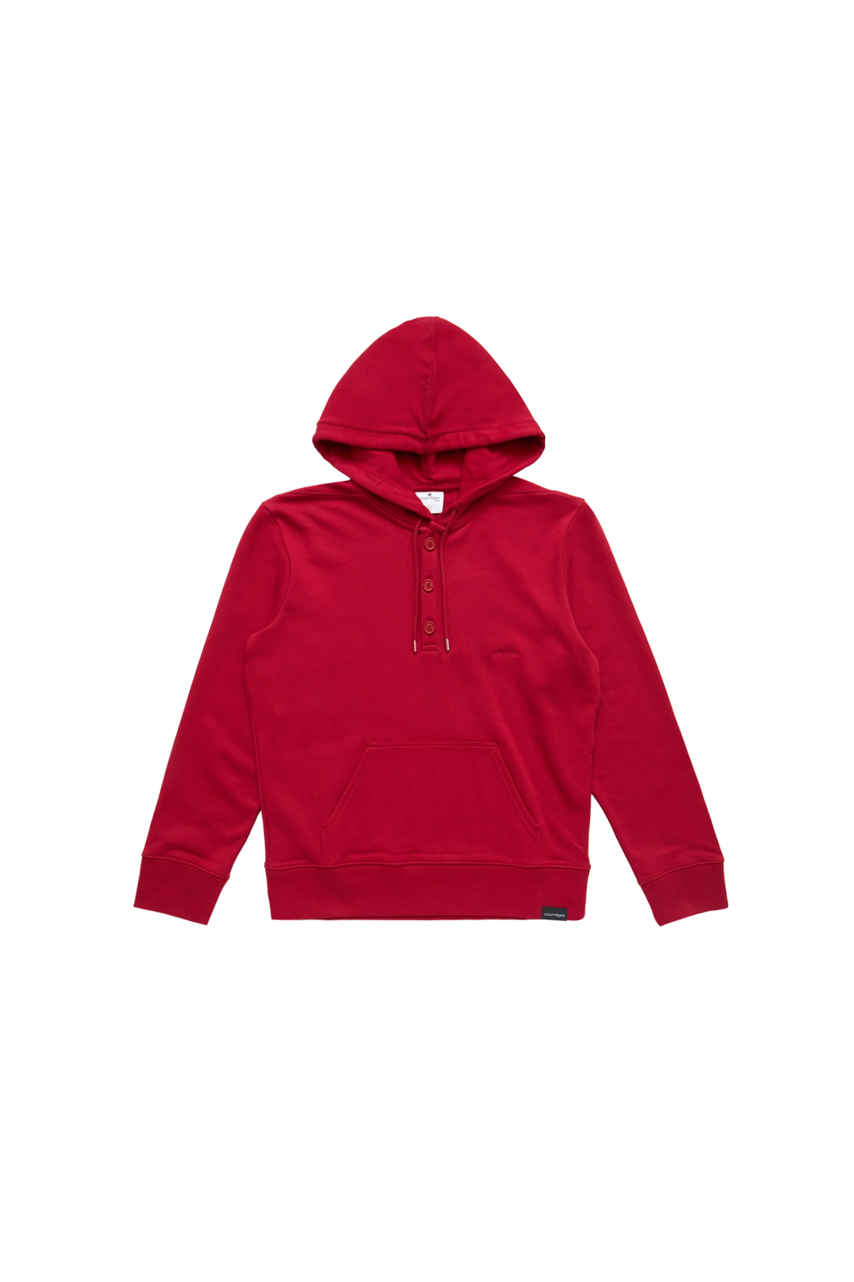 Courreges Embroidered Snapped Hoodie Red